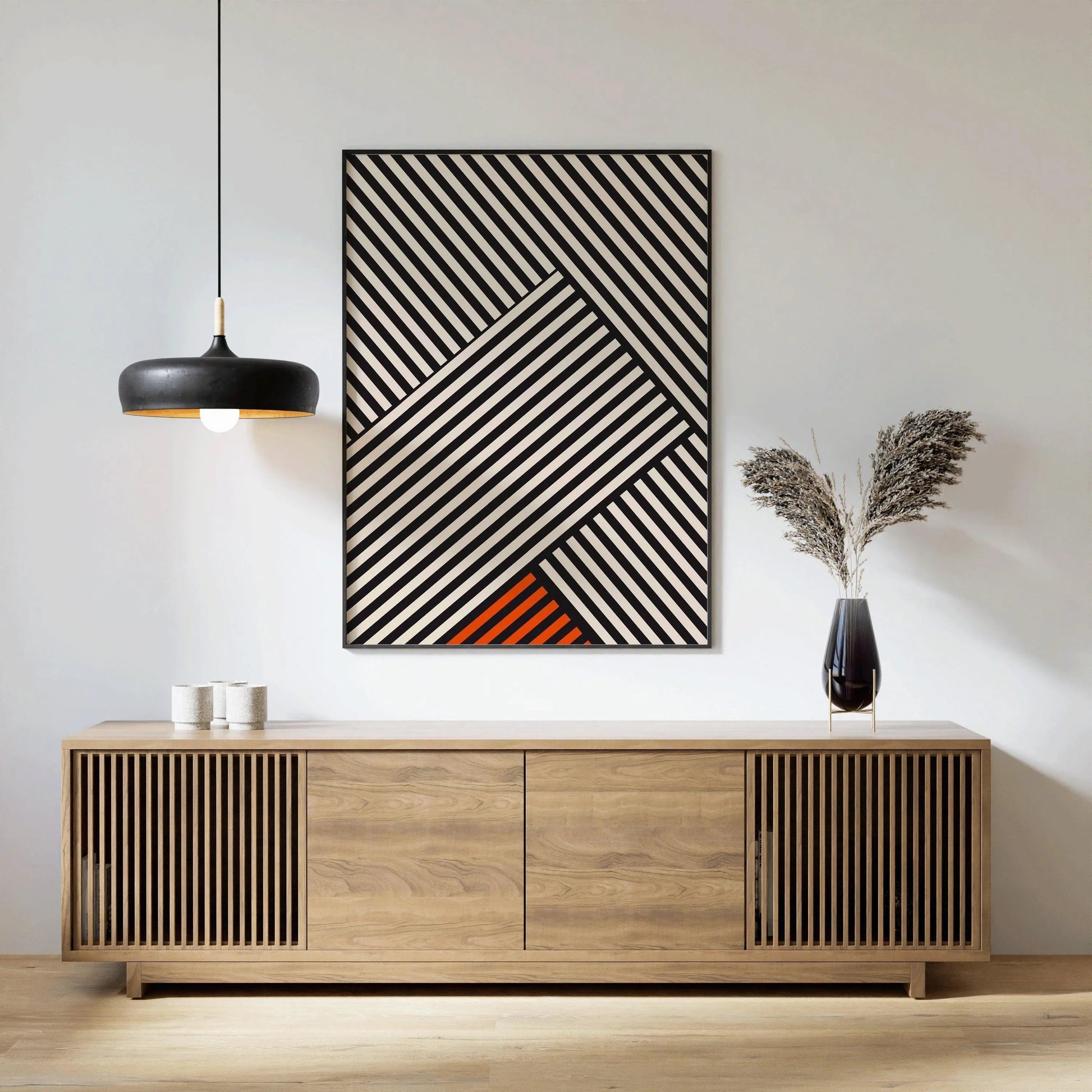 Affiche Bauhaus - Rayures | Reproduction d'art moderne du milieu du siècle (disponible encadrée à la main ou non encadrée)