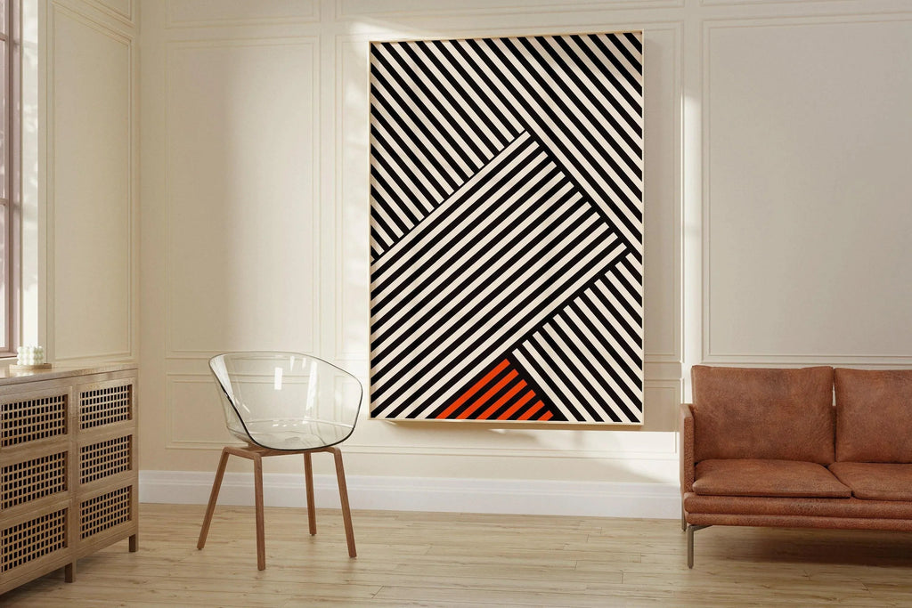 Affiche Bauhaus - Rayures | Reproduction d'art moderne du milieu du siècle (disponible encadrée à la main ou non encadrée)