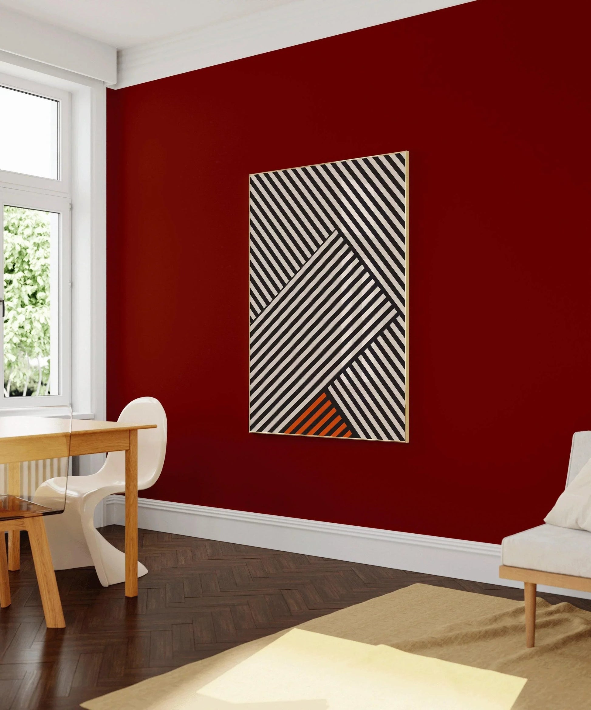 Affiche Bauhaus - Rayures | Reproduction d'art moderne du milieu du siècle (disponible encadrée à la main ou non encadrée)
