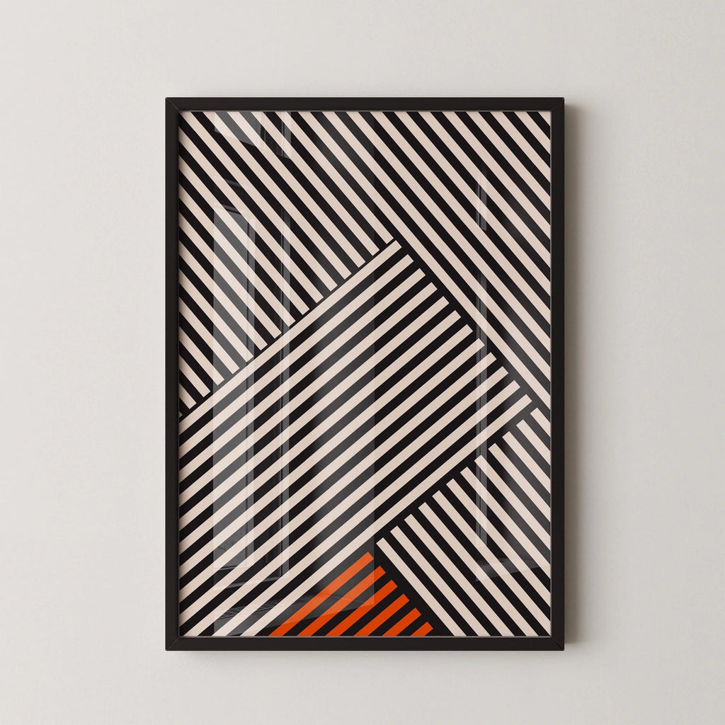 Affiche Bauhaus - Rayures | Reproduction d'art moderne du milieu du siècle (disponible encadrée à la main ou non encadrée)