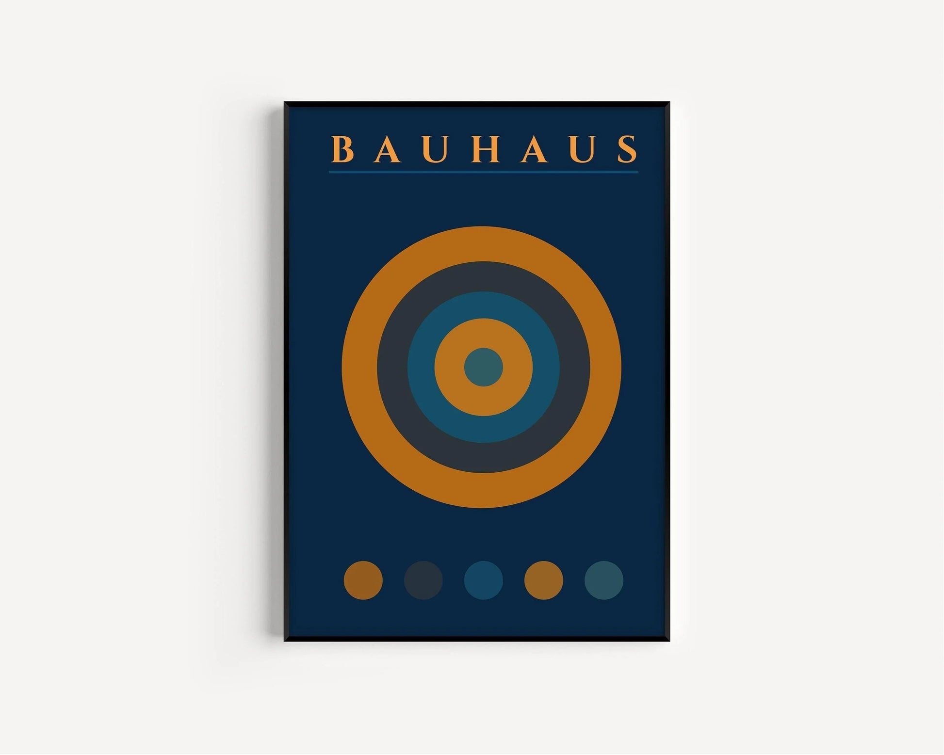 Affiche Bauhaus Target : Style moderne du milieu du siècle, bleu marine et orange