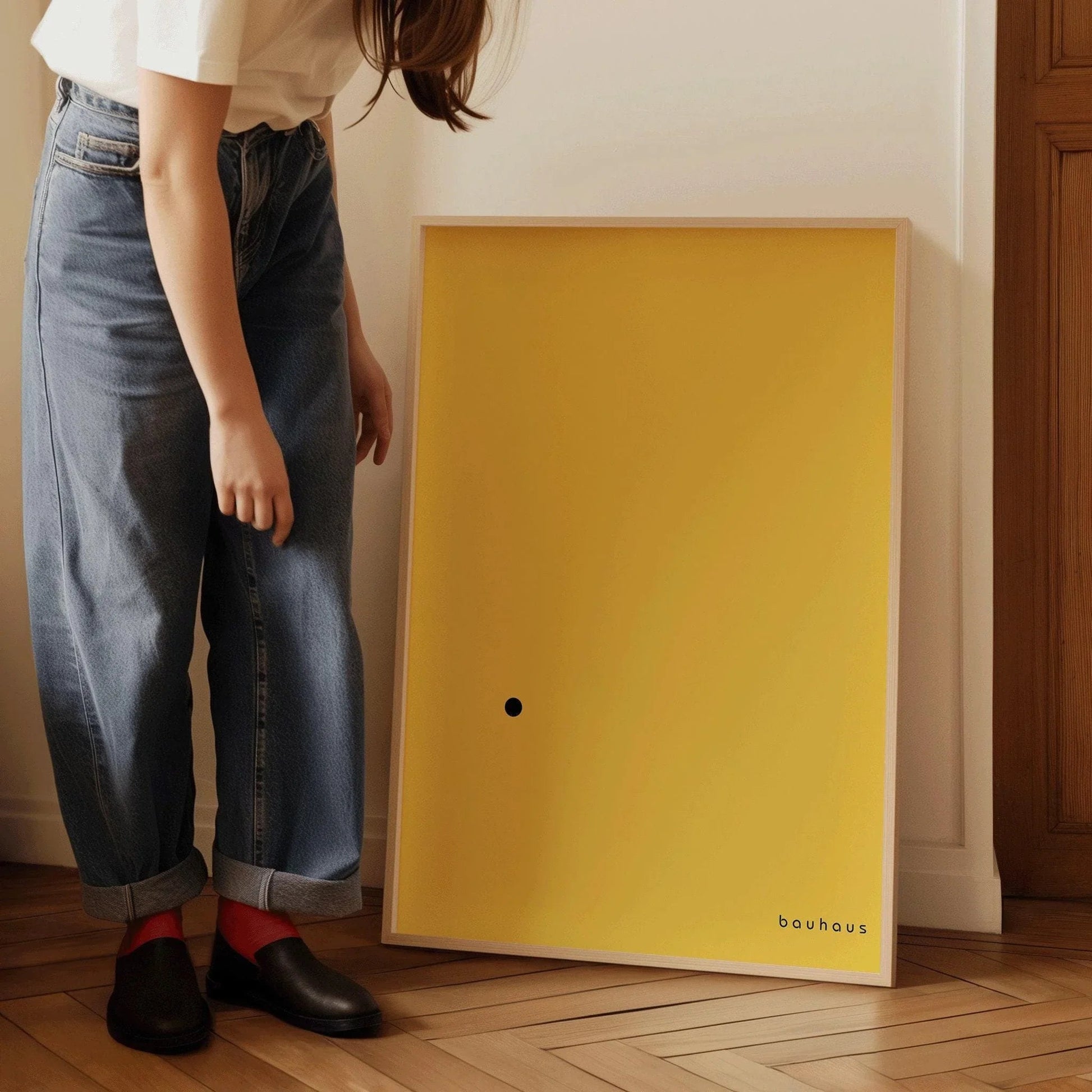 Estampe giclée « Le Point » du Bauhaus : Art moderne du milieu du XXe siècle, jaune et noir