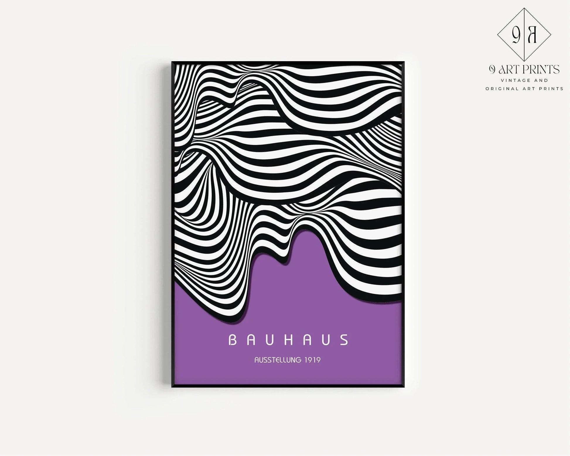 Affiche Bauhaus Waves : style moderne du milieu du siècle, couleur lilas foncé