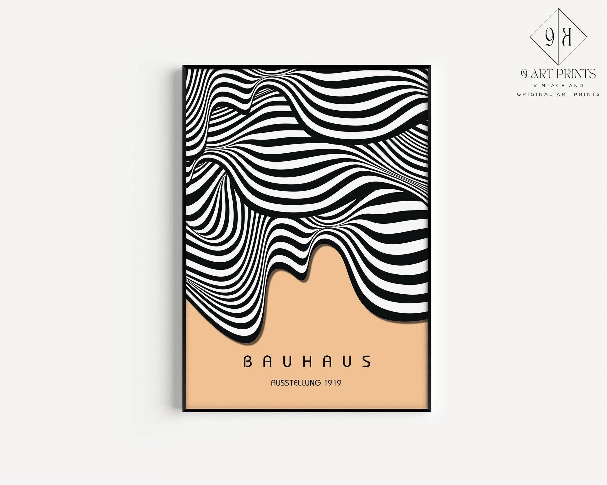 Estampe Bauhaus Waves : Affiche d'exposition moderne du milieu du XXe siècle