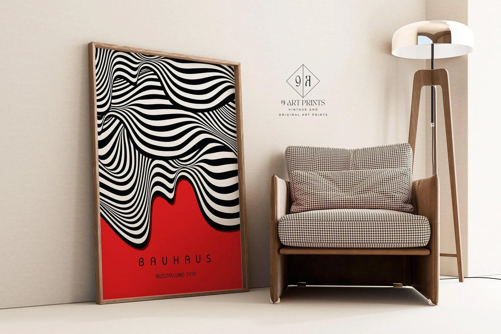 Bauhaus Waves Art Print: Mid-Century Modern Exhibition Poster