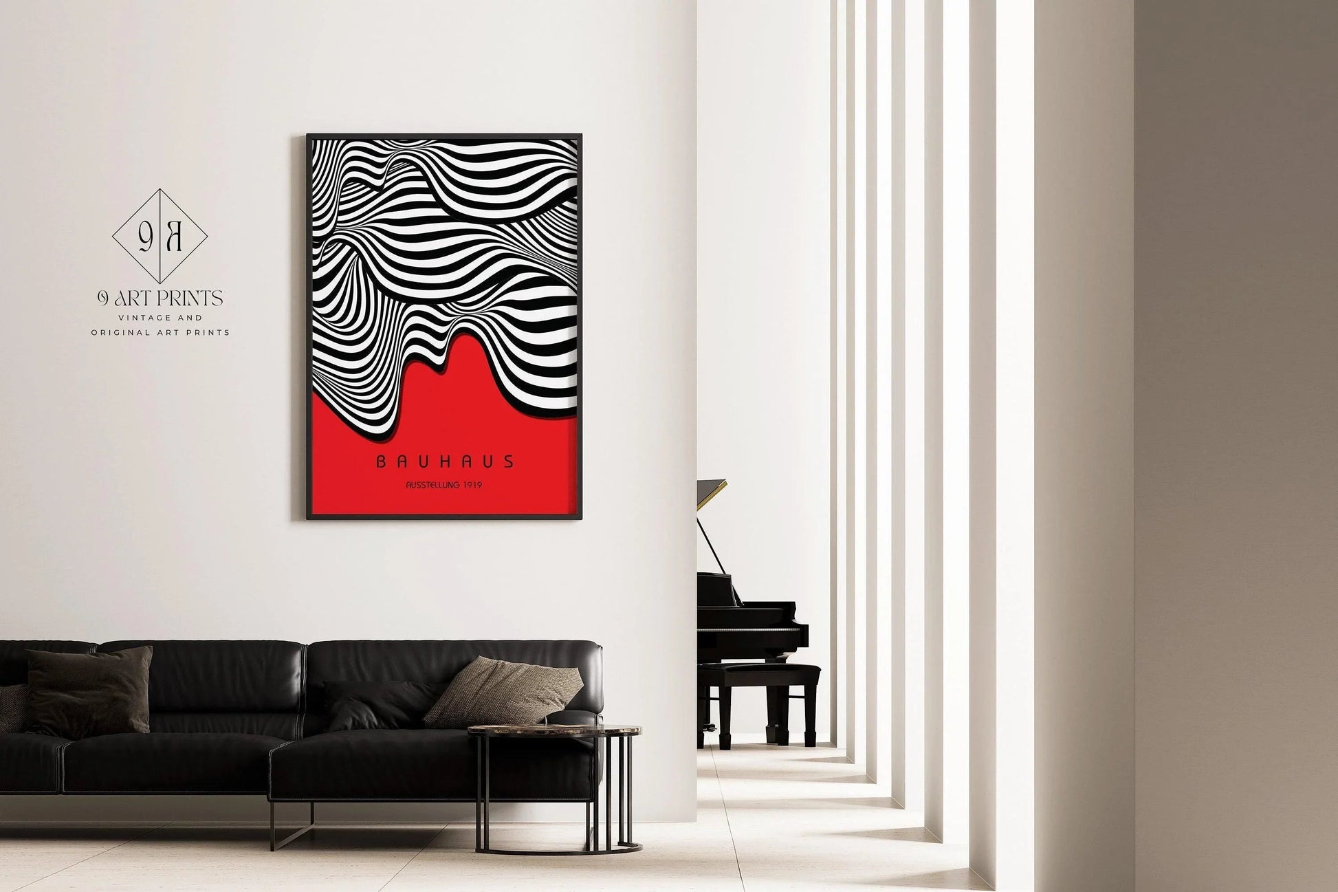 Bauhaus Waves Art Print: Mid-Century Modern Exhibition Poster