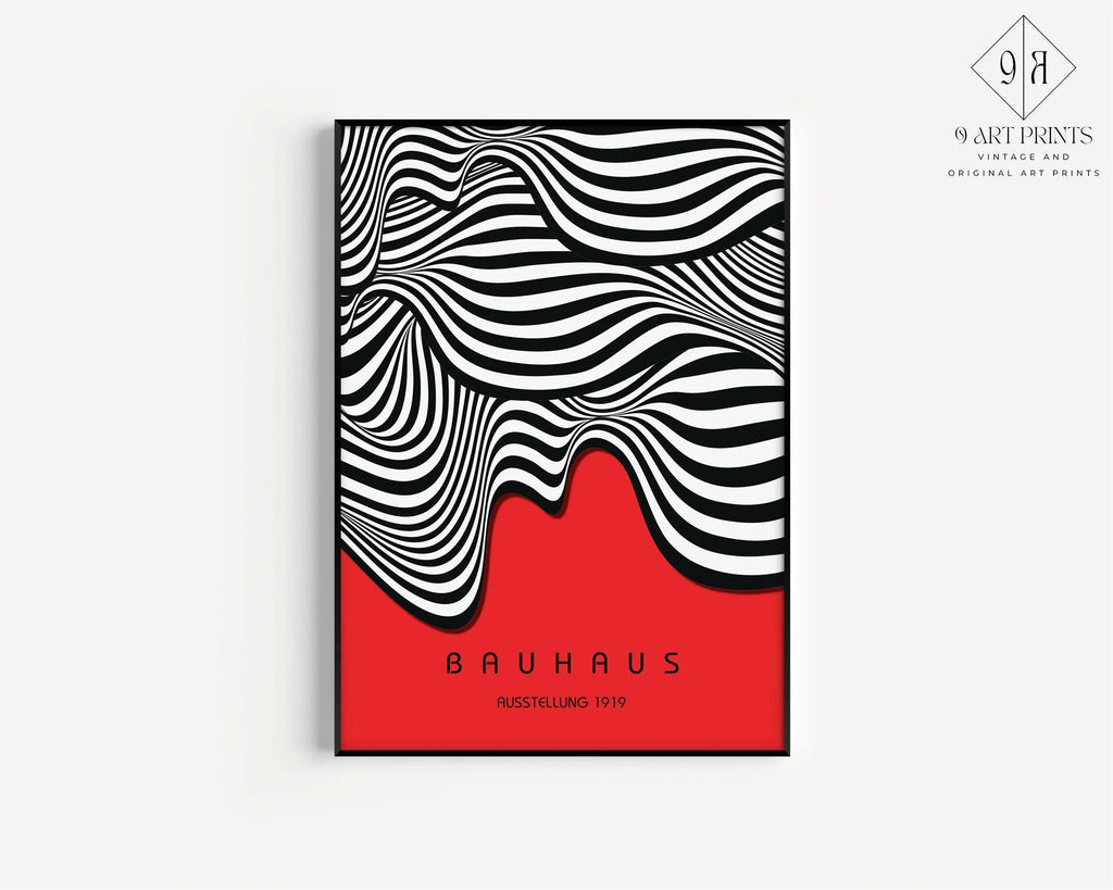 Bauhaus Waves Art Print: Mid-Century Modern Exhibition Poster