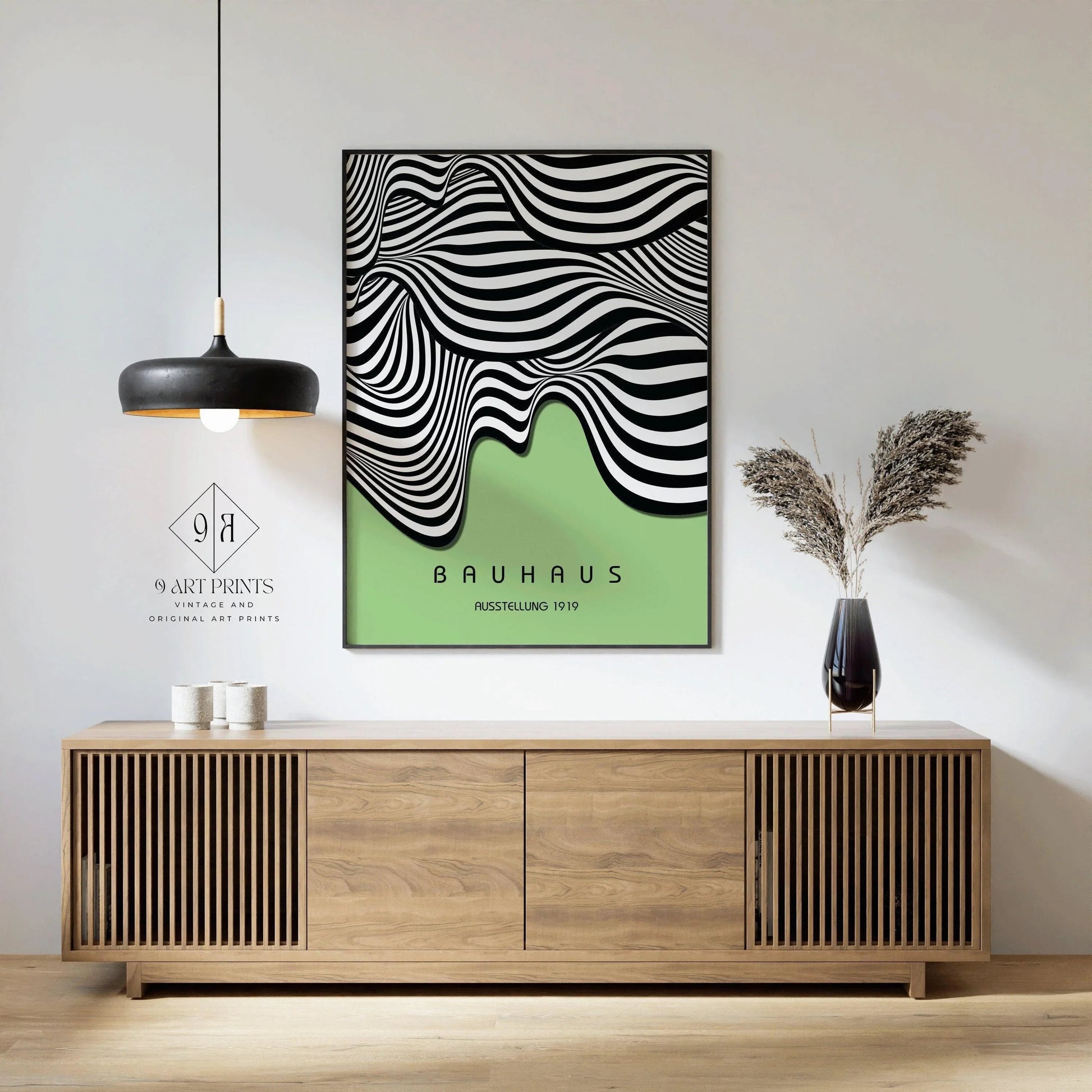 Bauhaus Waves Art Print: Mid-Century Modern Giclee Poster