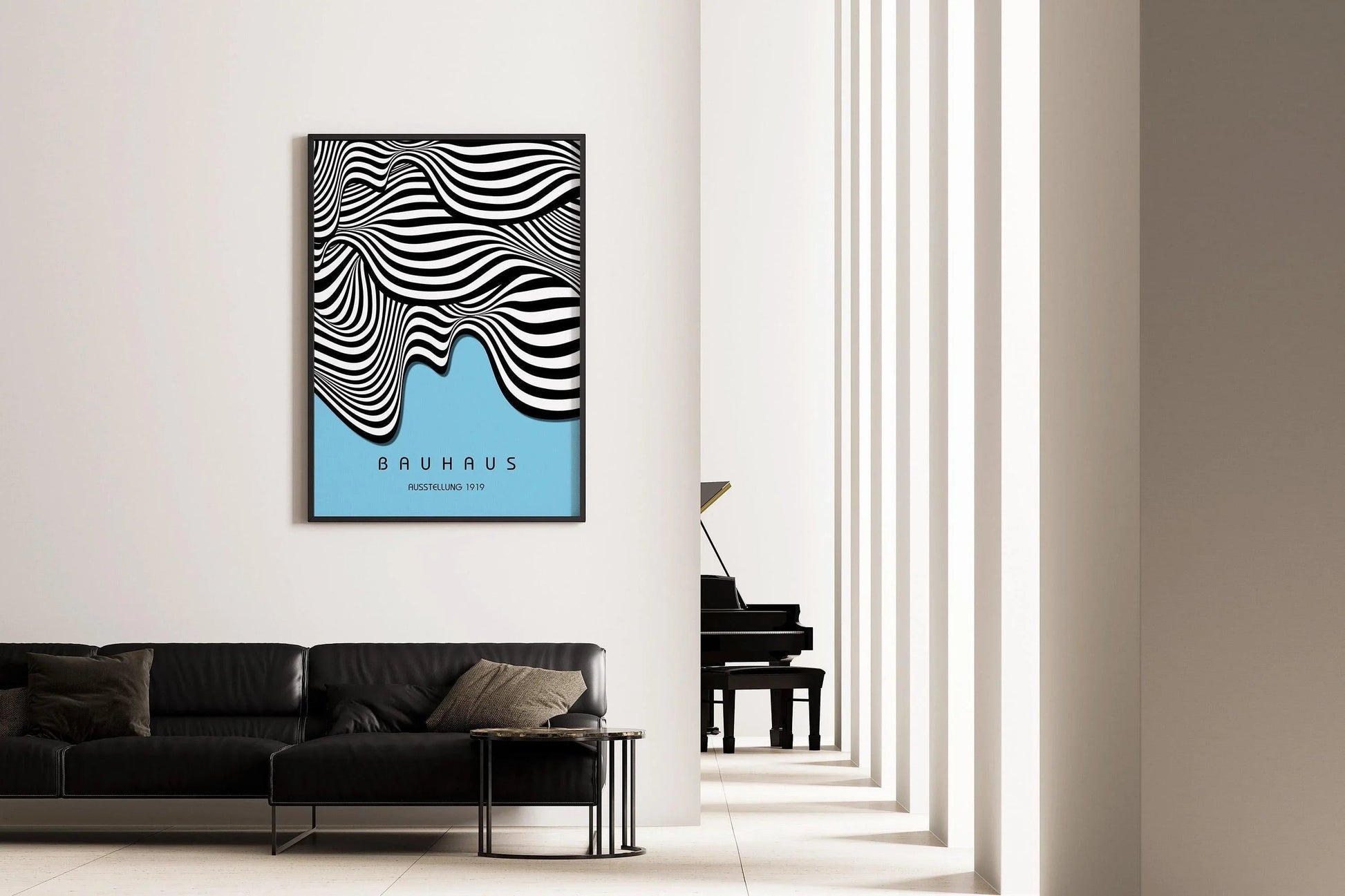 Bauhaus Waves Art Print: Mid-Century Modern Giclee Poster