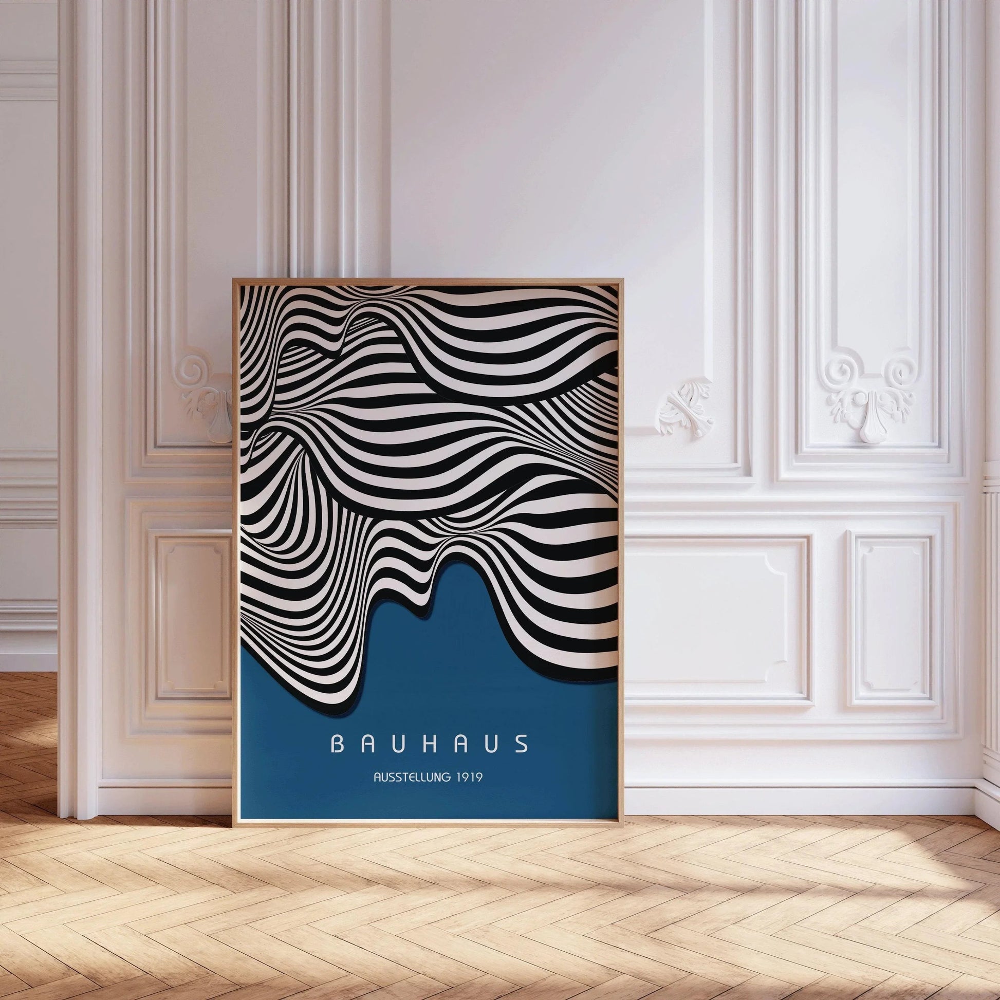 Affiche d'art Bauhaus Waves : style moderne du milieu du XXe siècle (impression giclée).
