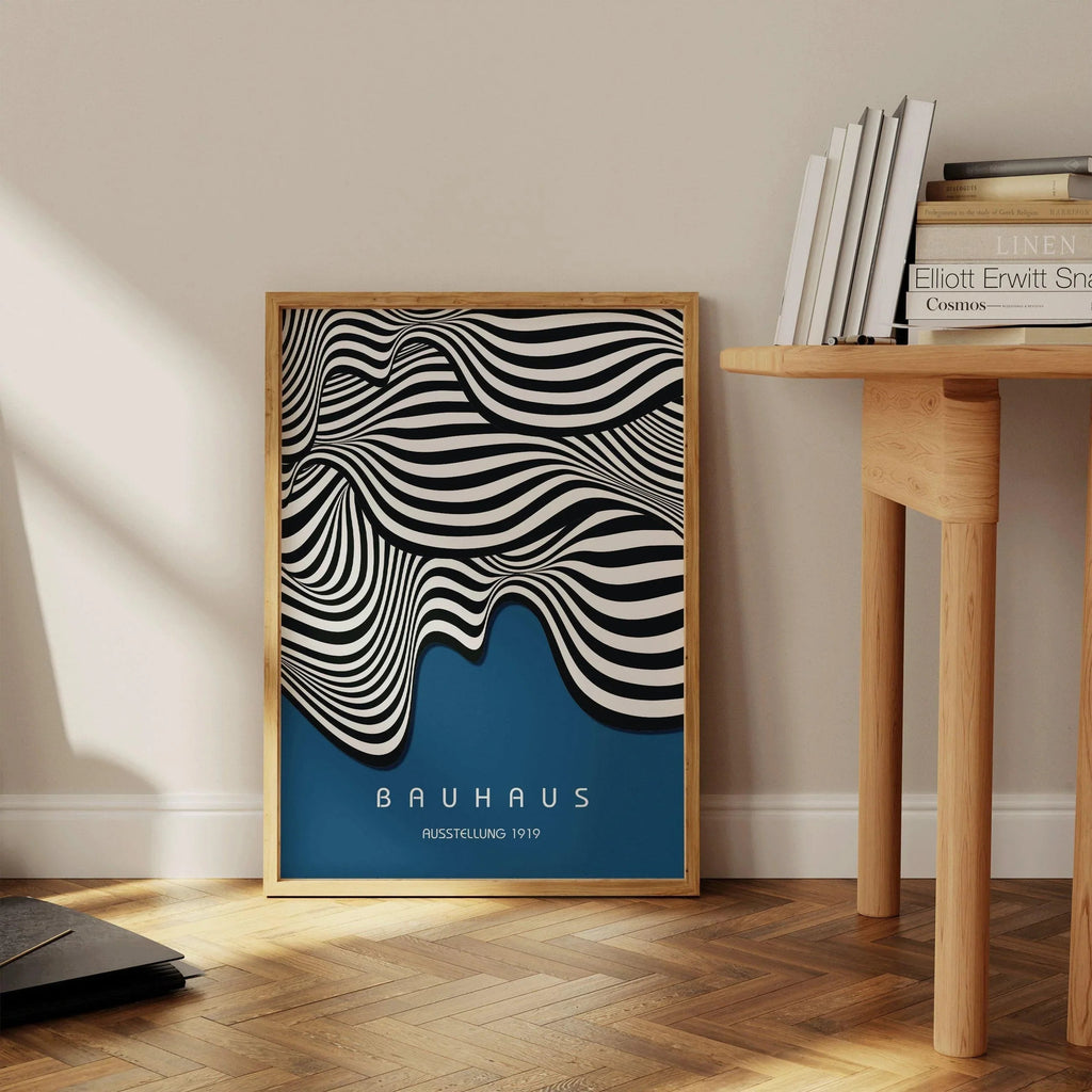 Affiche d'art Bauhaus Waves : style moderne du milieu du XXe siècle (impression giclée).