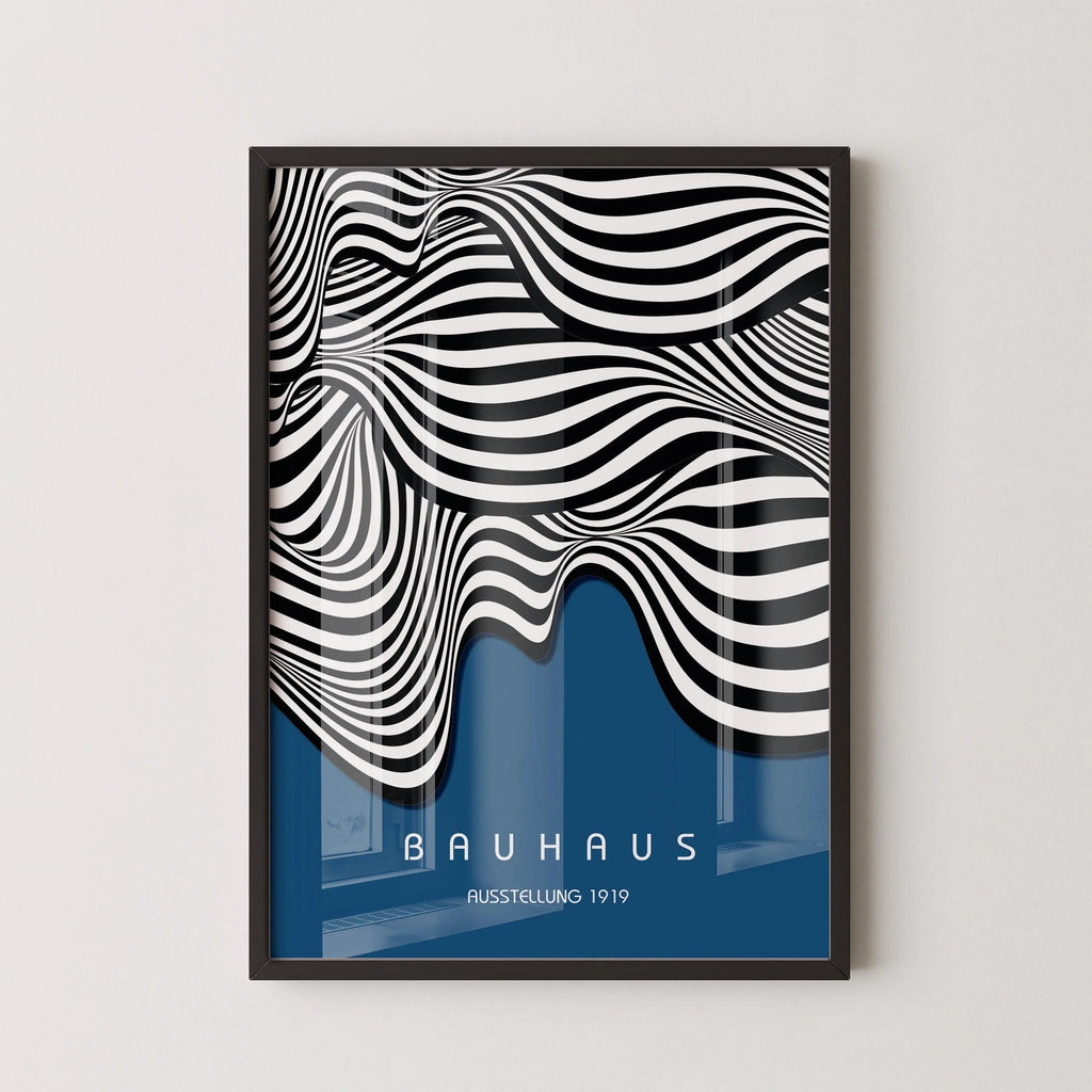 Affiche d'art Bauhaus Waves : style moderne du milieu du XXe siècle (impression giclée).