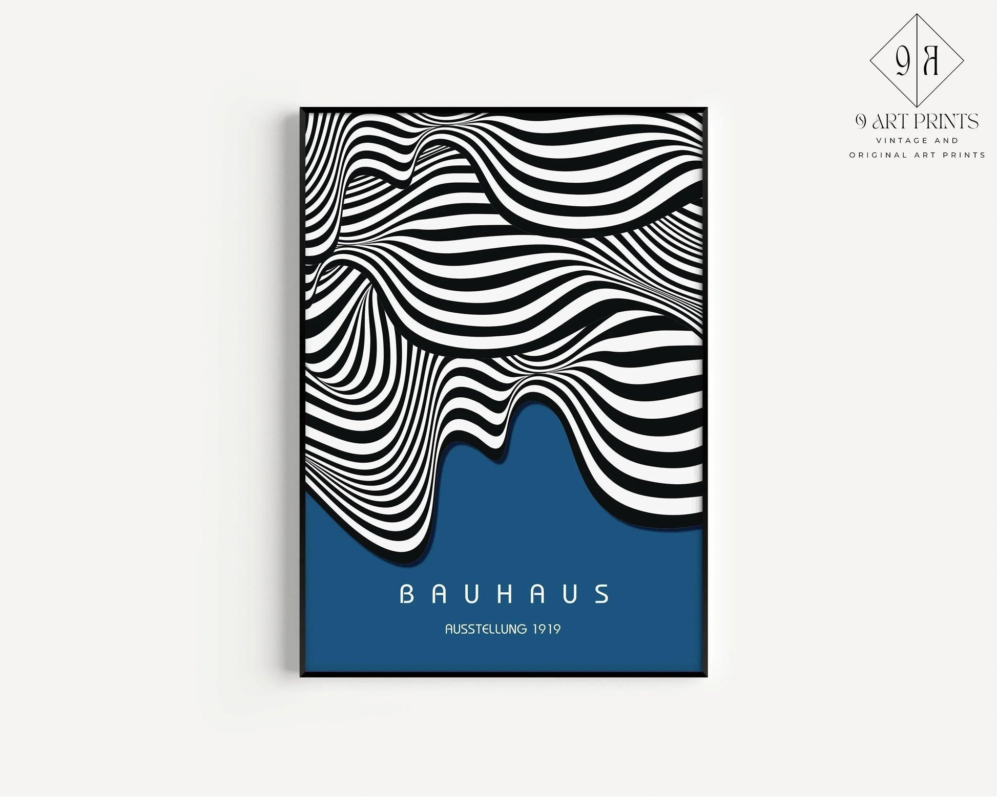Affiche d'art Bauhaus Waves : style moderne du milieu du XXe siècle (impression giclée).