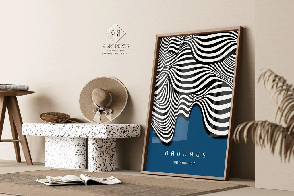 Affiche d'art Bauhaus Waves : style moderne du milieu du XXe siècle (impression giclée).