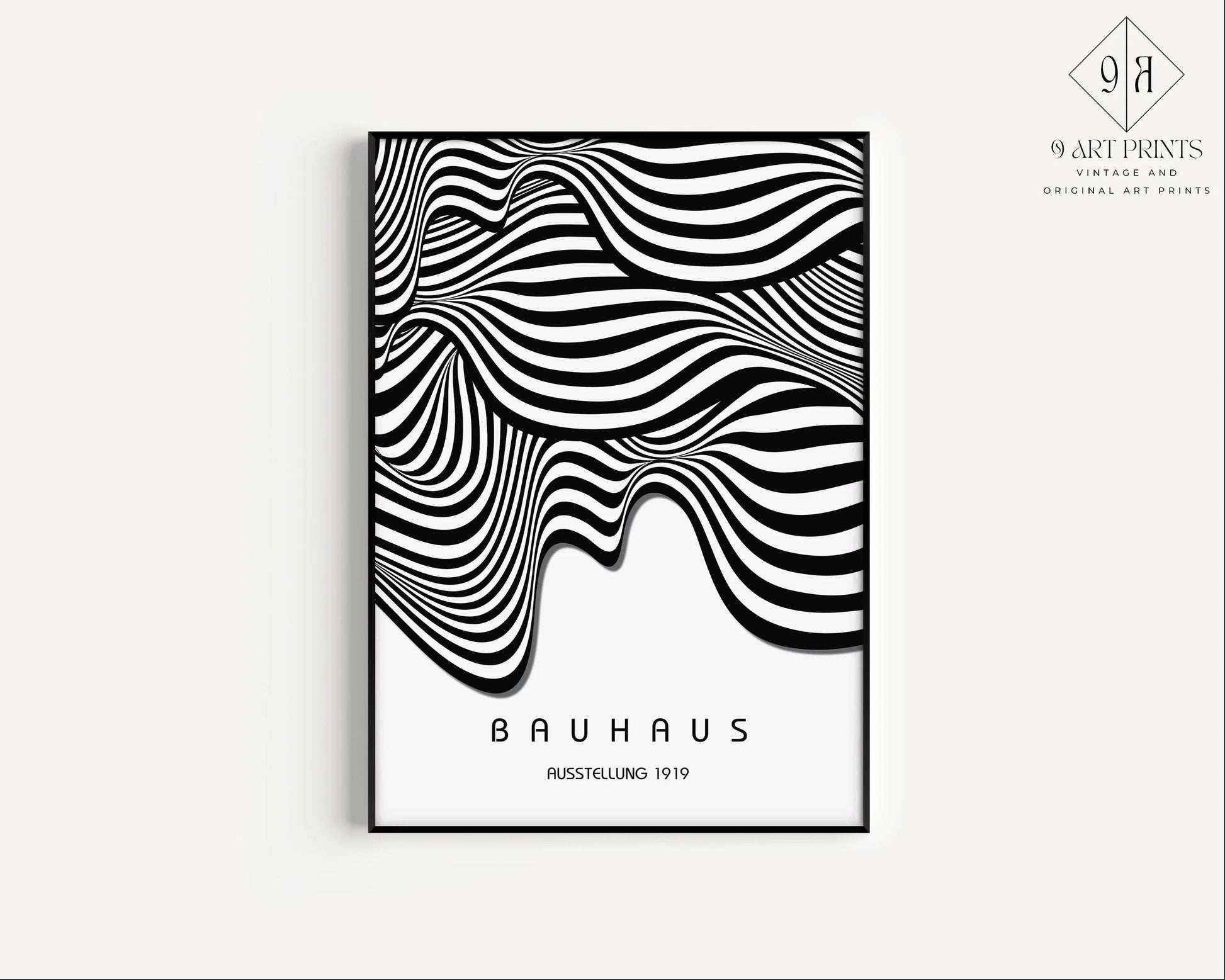 Affiche d'art Bauhaus Waves : style moderne du milieu du XXe siècle (impression giclée).