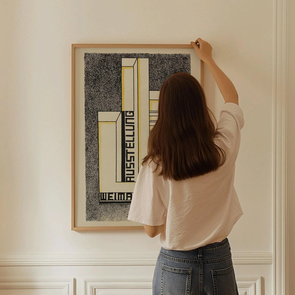 Bauhaus Weimar Ausstellung 1923 Affiche IMPRIMER | Affiche d’art moderne neutre vintage du milieu du siècle (disponible encadrée à la main)