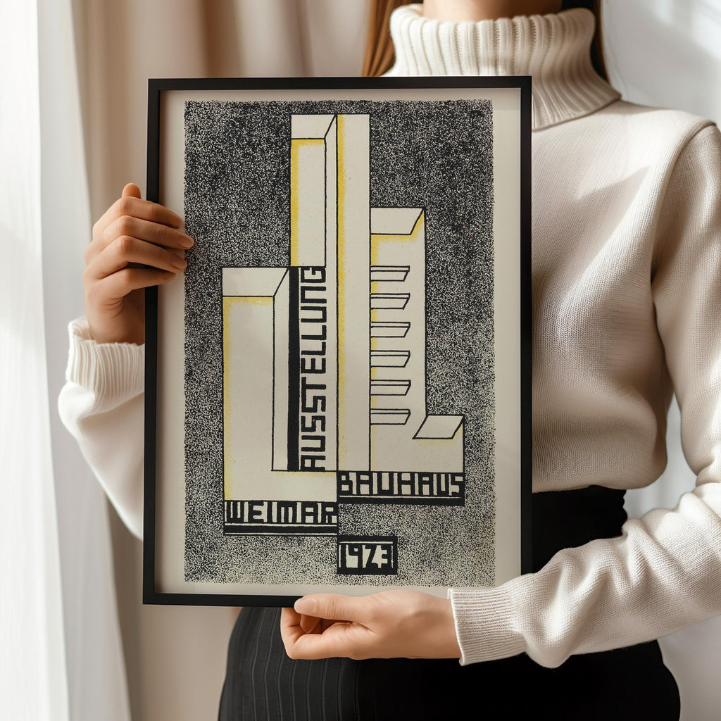 Bauhaus Weimar Ausstellung 1923 Affiche IMPRIMER | Affiche d’art moderne neutre vintage du milieu du siècle (disponible encadrée à la main)