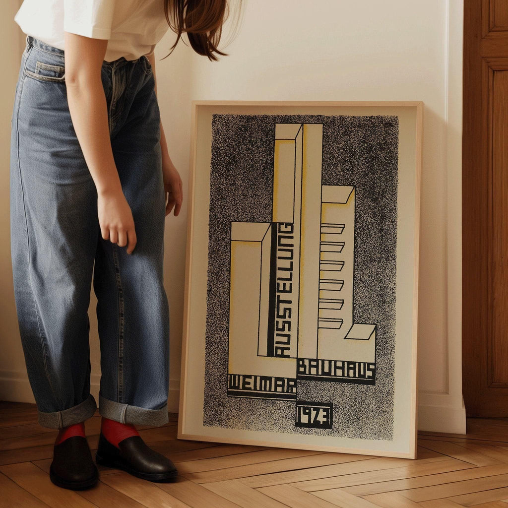Bauhaus Weimar Ausstellung 1923 Affiche IMPRIMER | Affiche d’art moderne neutre vintage du milieu du siècle (disponible encadrée à la main)