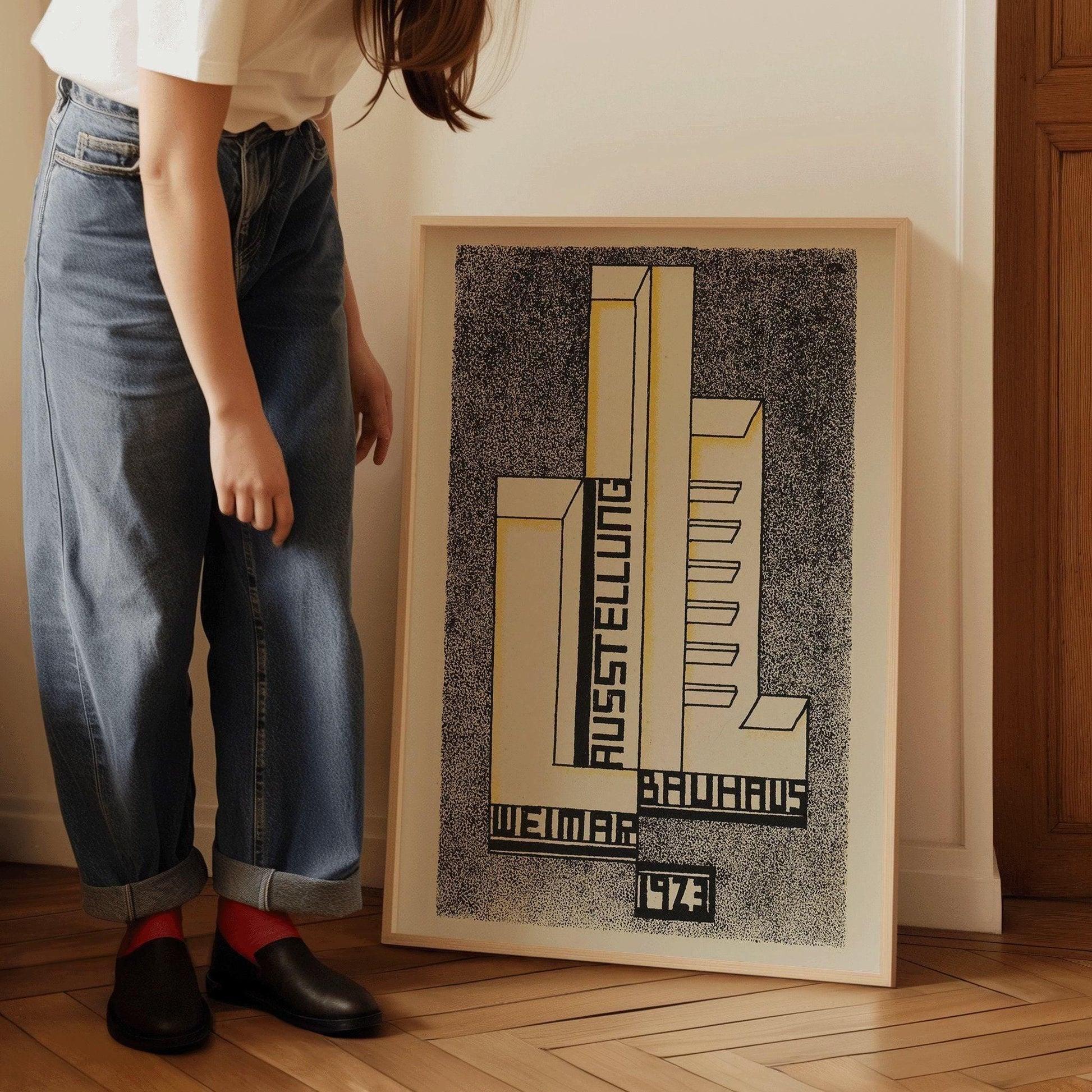 Bauhaus Weimar Ausstellung 1923 Affiche IMPRIMER | Affiche d’art moderne neutre vintage du milieu du siècle (disponible encadrée à la main)