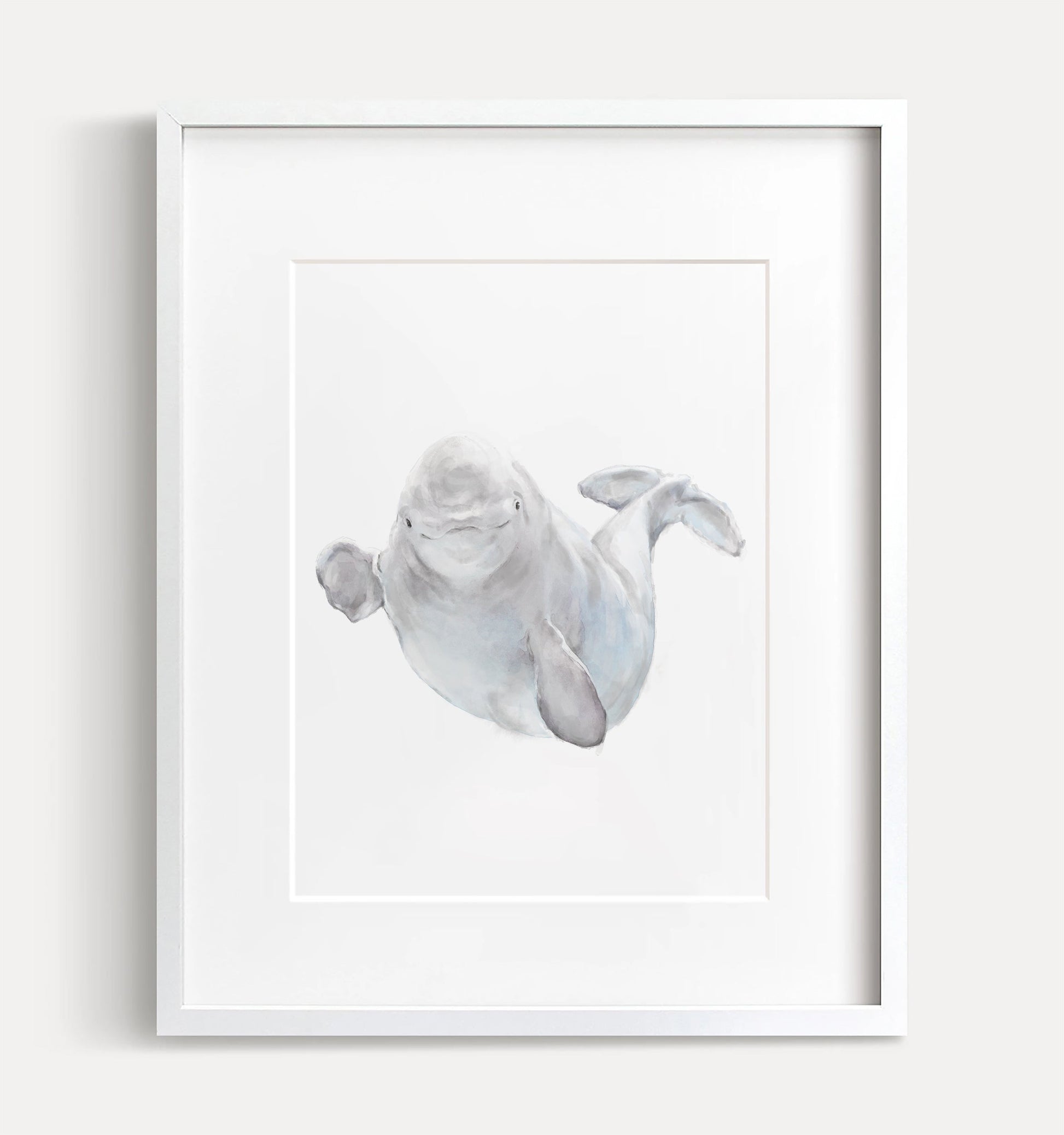 Estampe aquarelle Bébé Béluga
