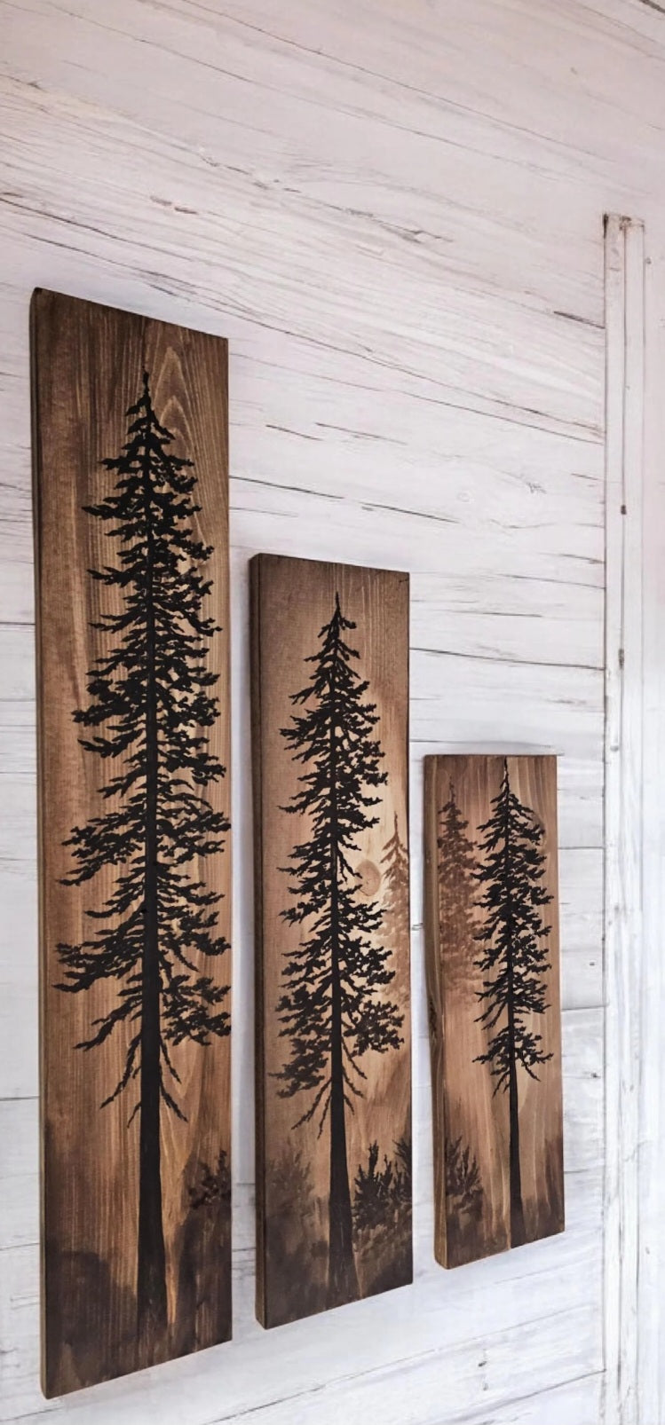 Hand painted wall art tree decor on wood (18" by 5.5")