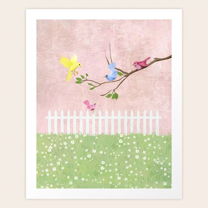 Impression d'art de beaux oiseaux dans le jardin