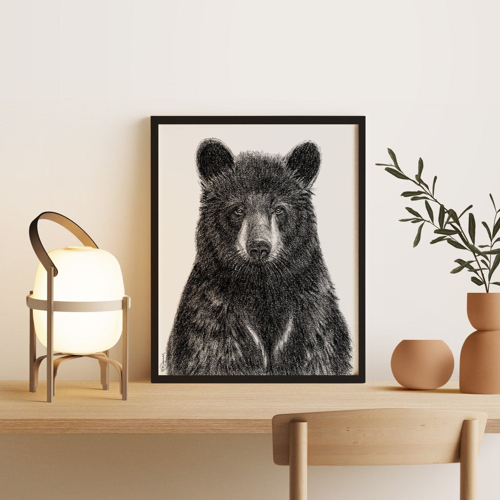 Black Bear Portrait  - Rigid Framed Canvas