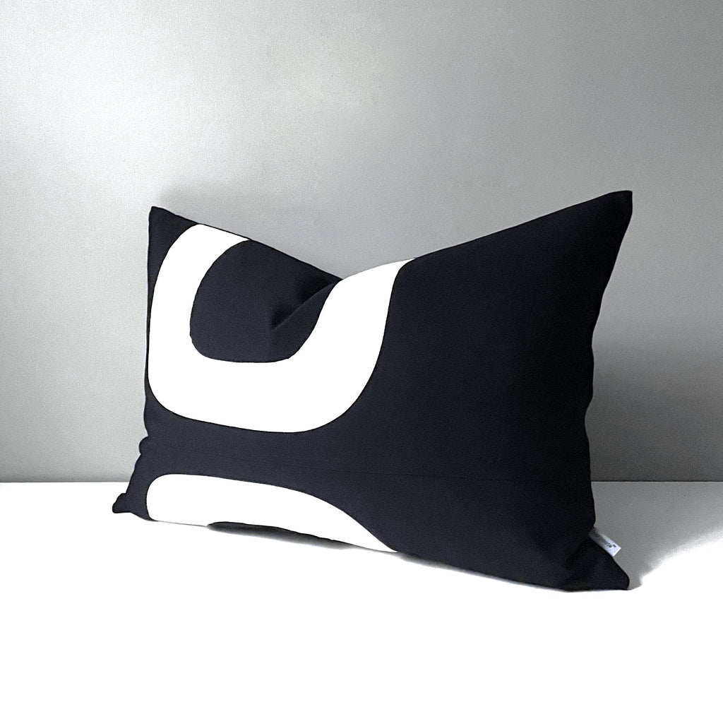 Mid Century Modern Sunbrella® Outdoor Pillow Cover, Black & White Cushions