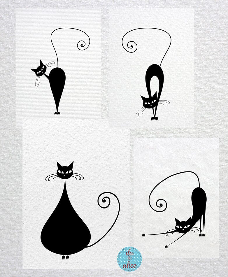 Cartes postales de chat noir