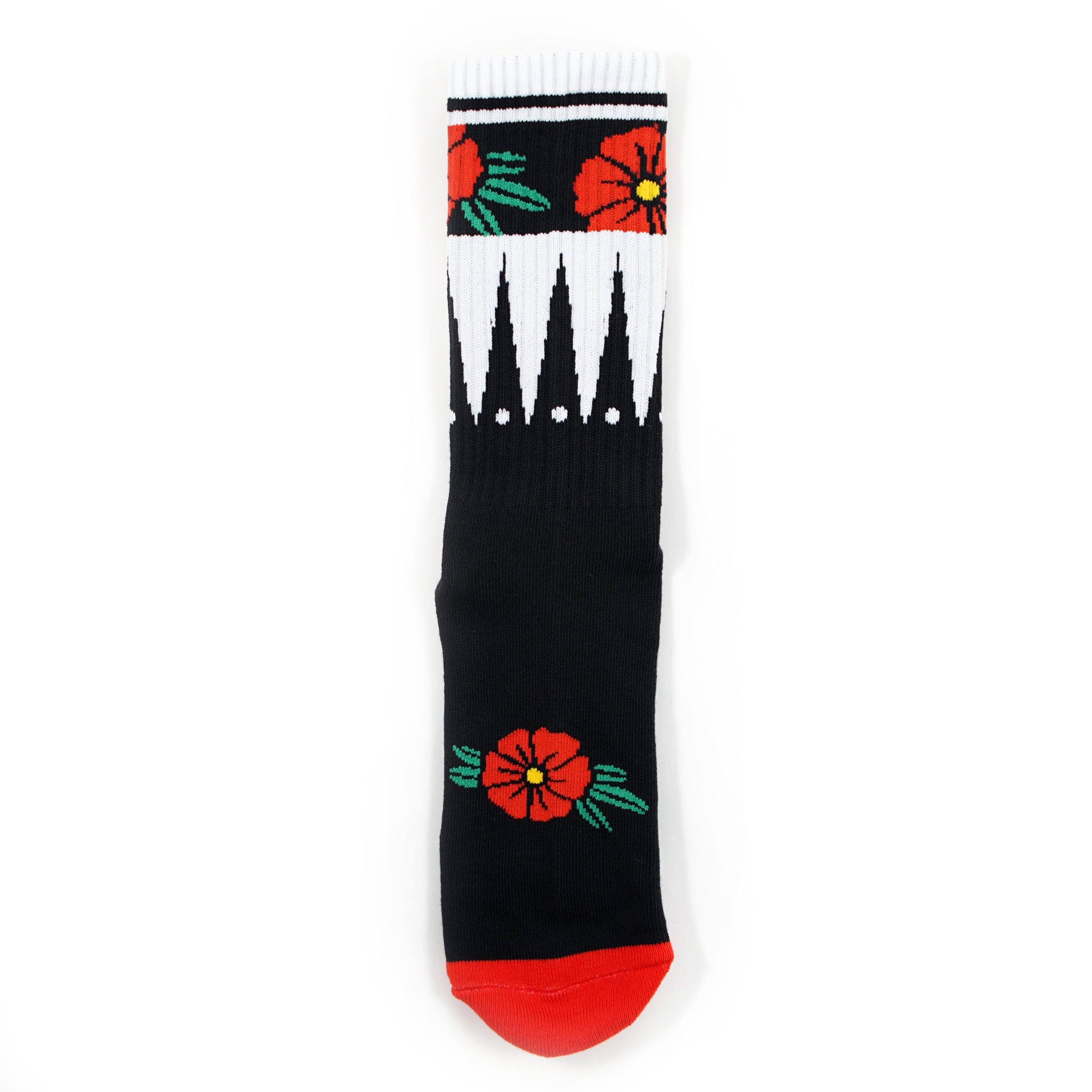 Chaussettes noires à fleurs géométriques