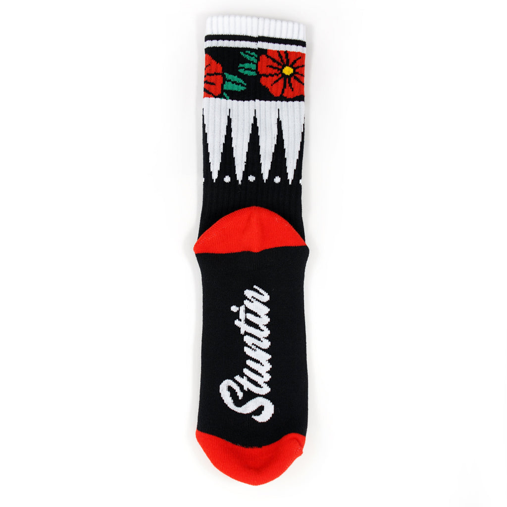 Geometric Flower Black Socks
