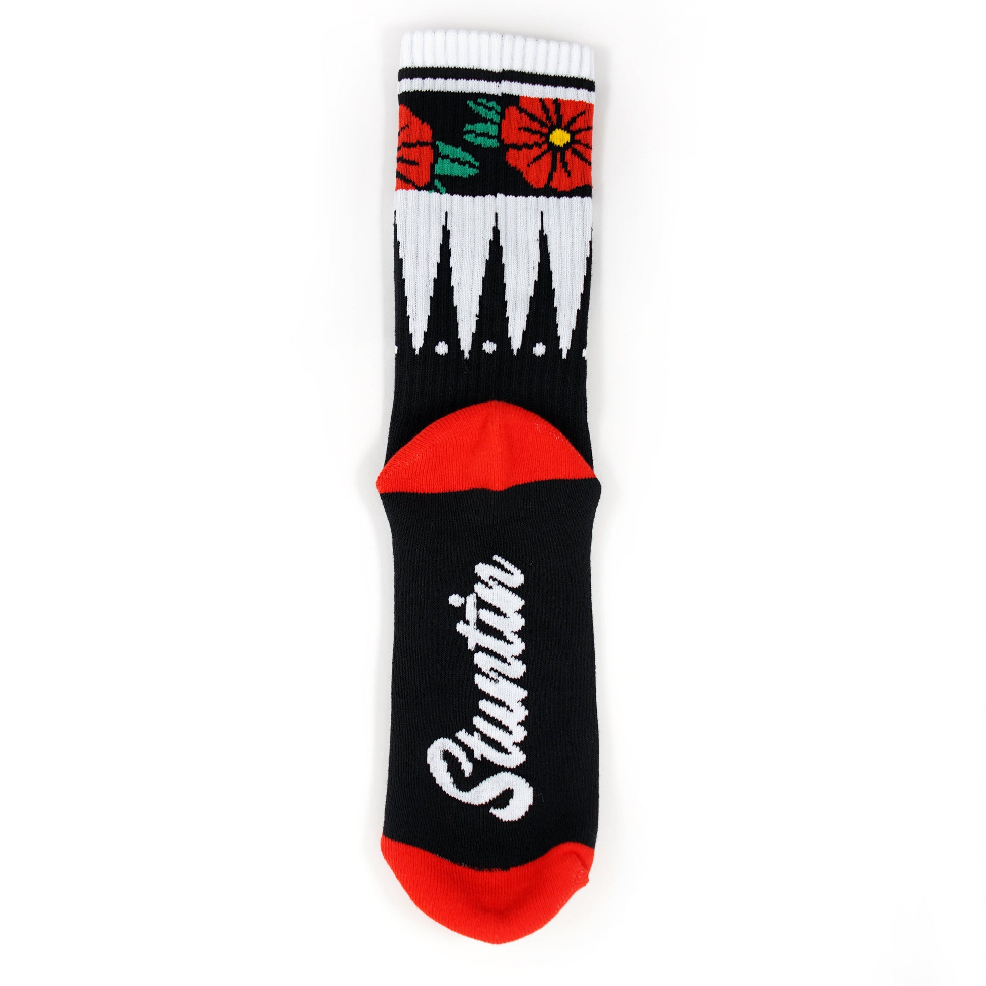 Geometric Flower Black Socks