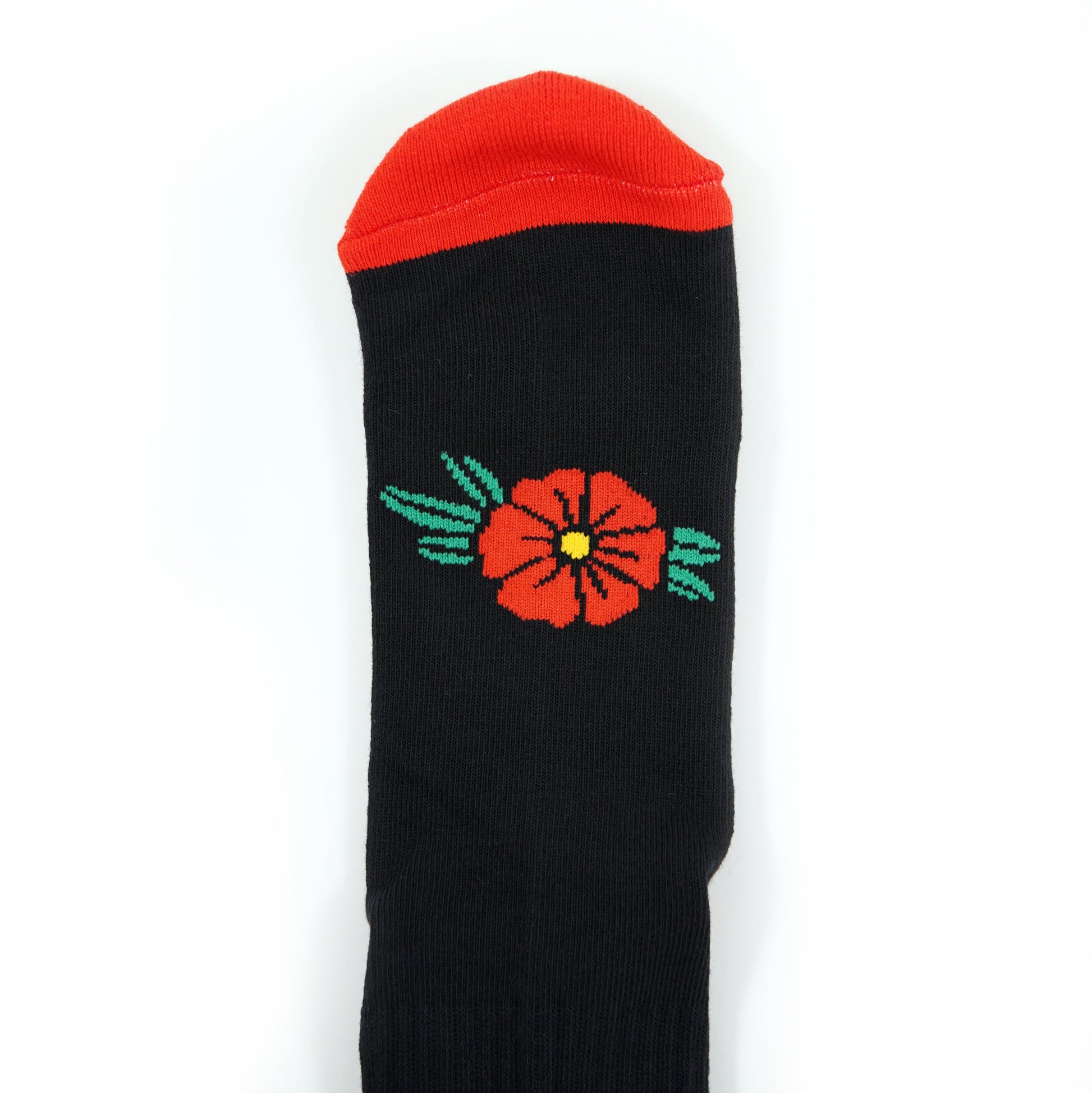 Chaussettes noires à fleurs géométriques