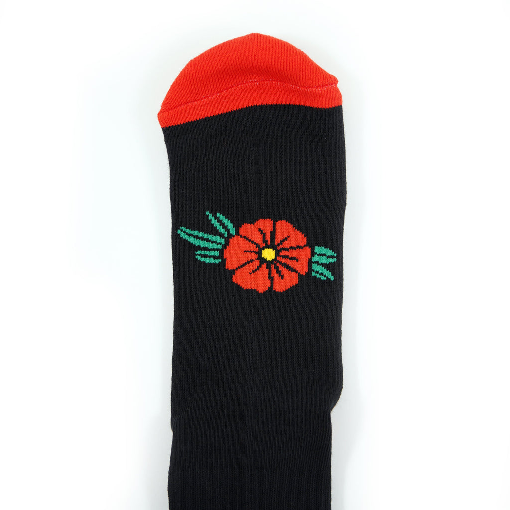 Geometric Flower Black Socks