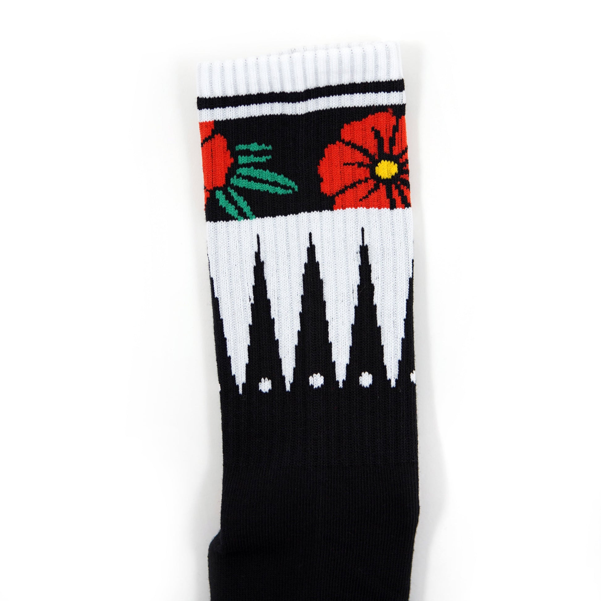 Chaussettes noires à fleurs géométriques