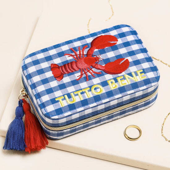 Gingham Lobster Tutto Bene Rectangular Travel Jewellery Case