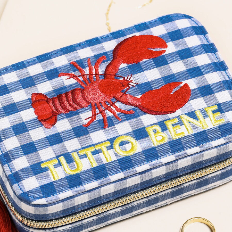 Gingham Lobster Tutto Bene Rectangular Travel Jewellery Case