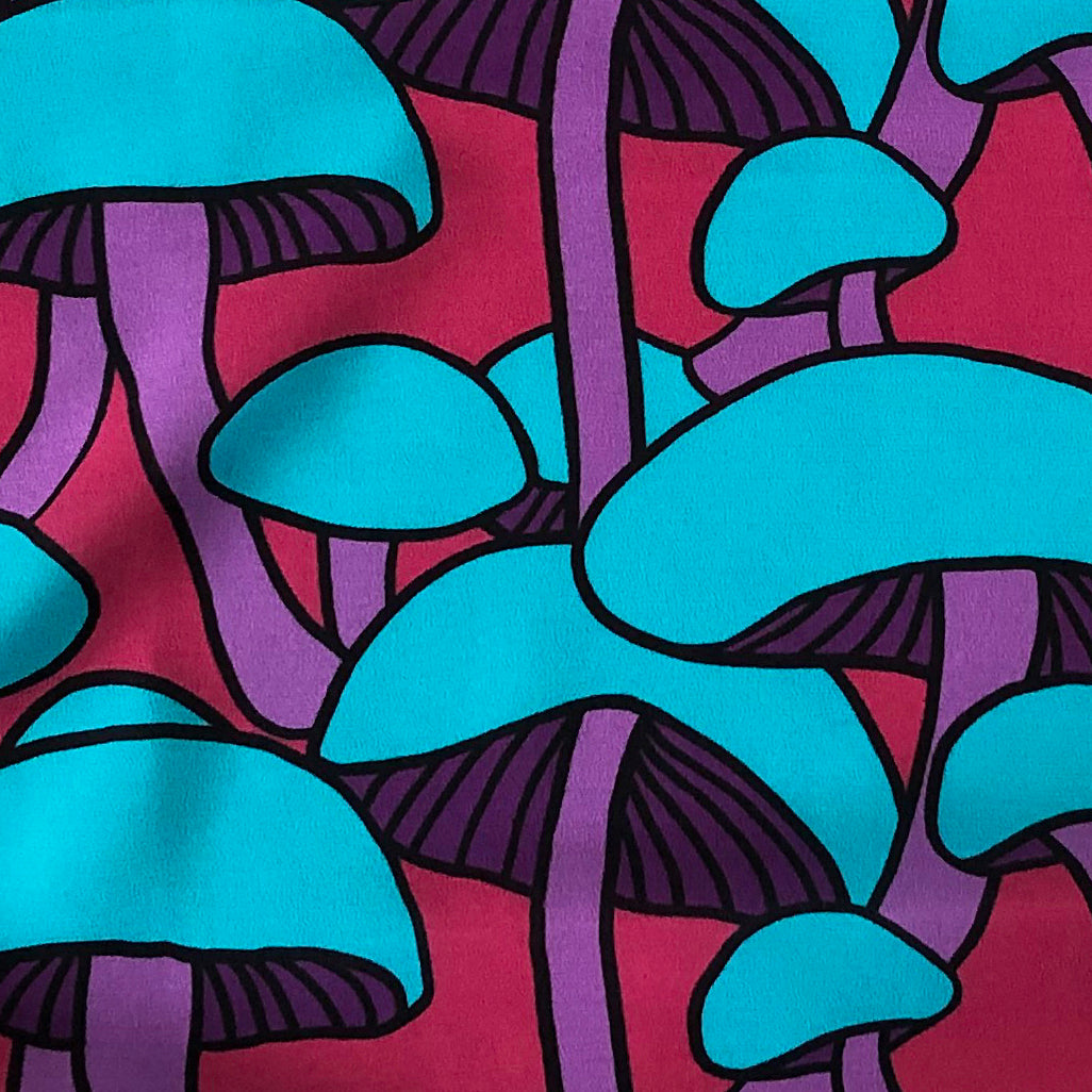 blue headed shroom garden silk scarf