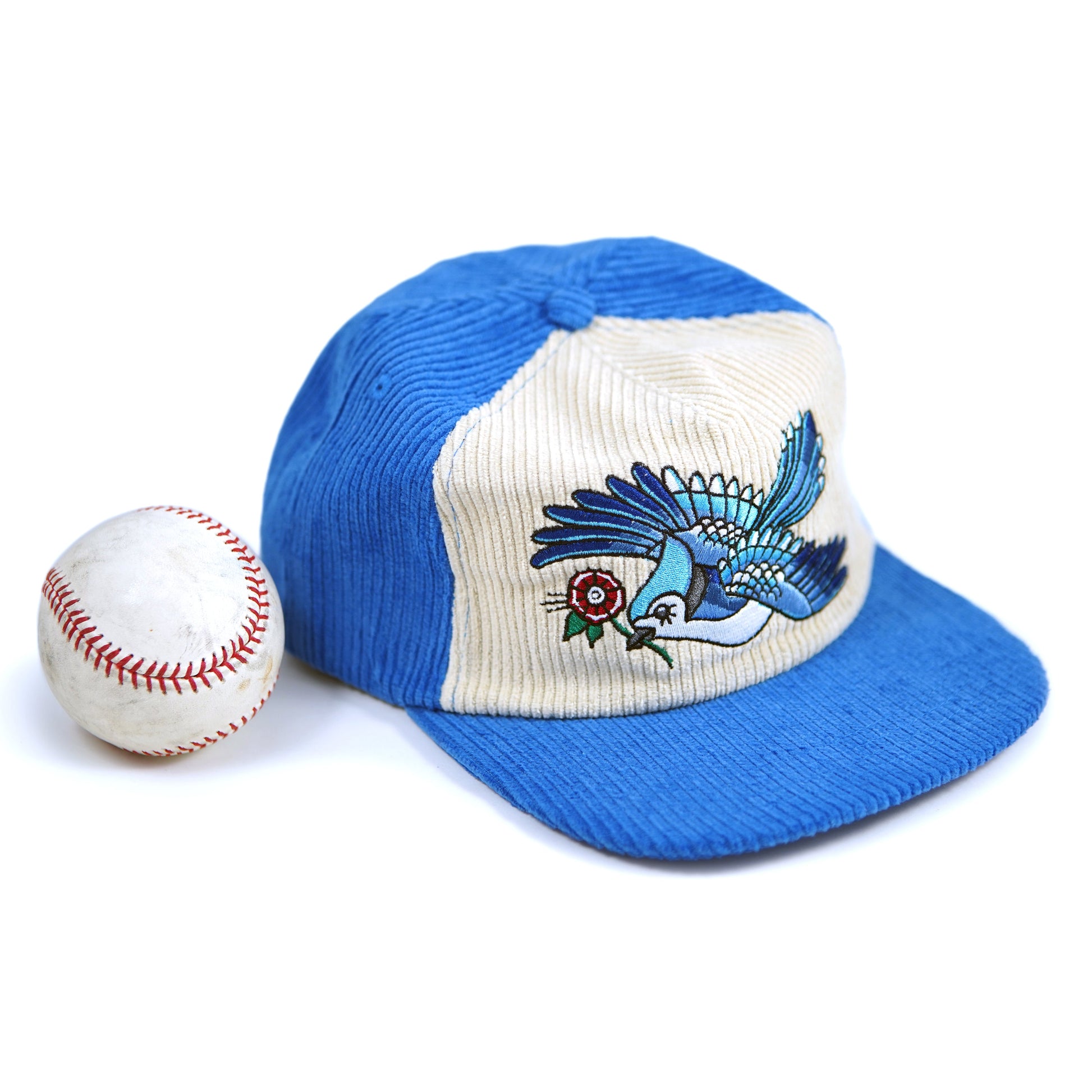 Chapeau en velours côtelé bicolore Blue Jay