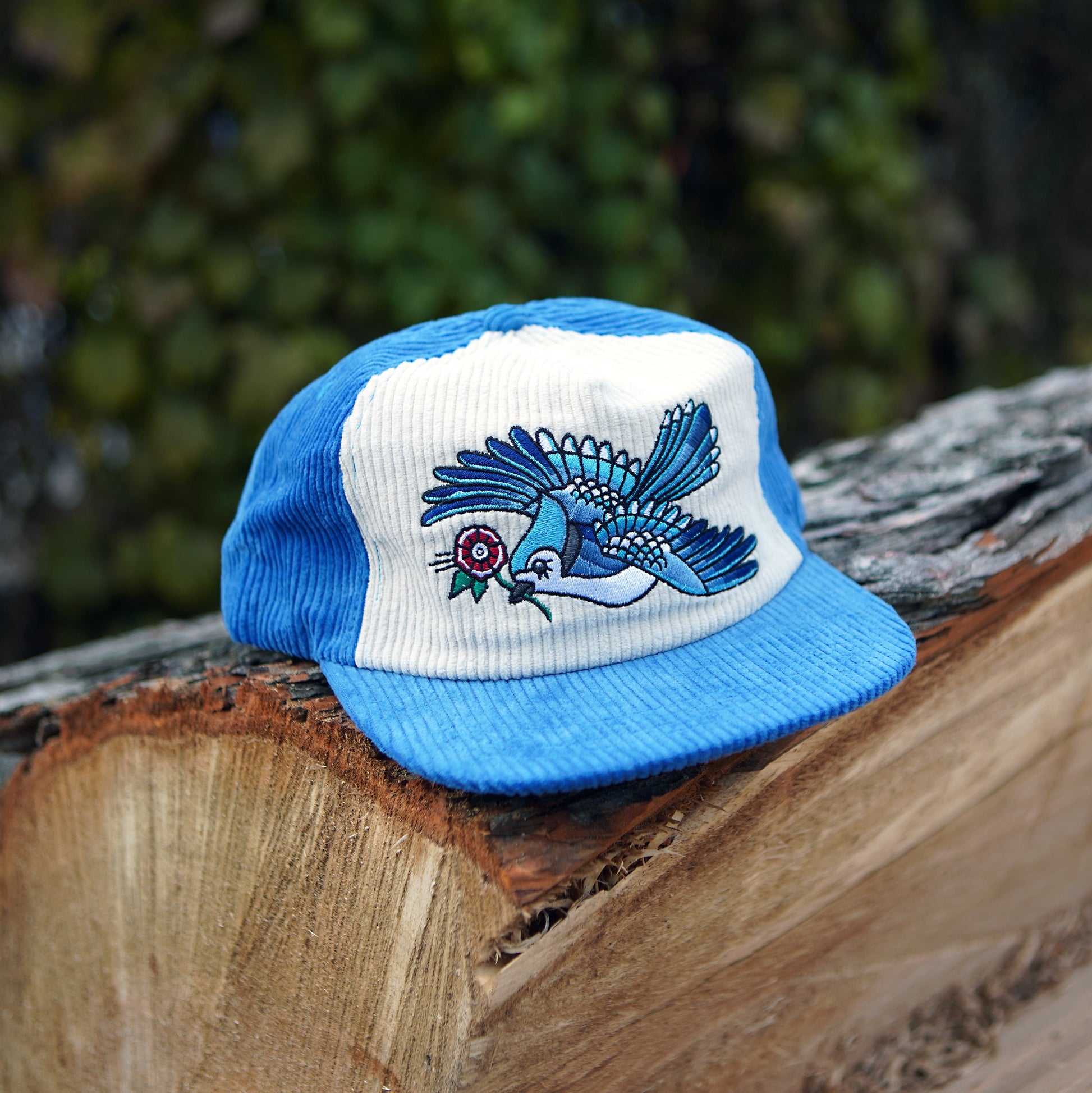 Chapeau en velours côtelé bicolore Blue Jay