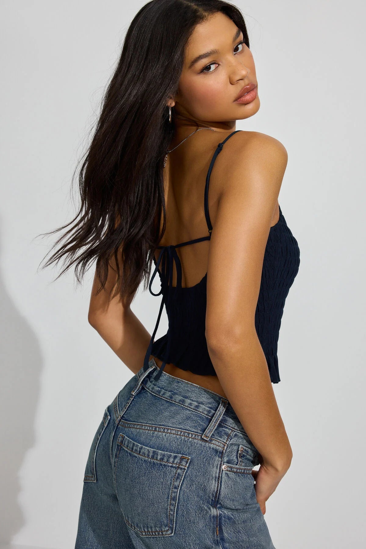 Open Back Smocked Cami Top