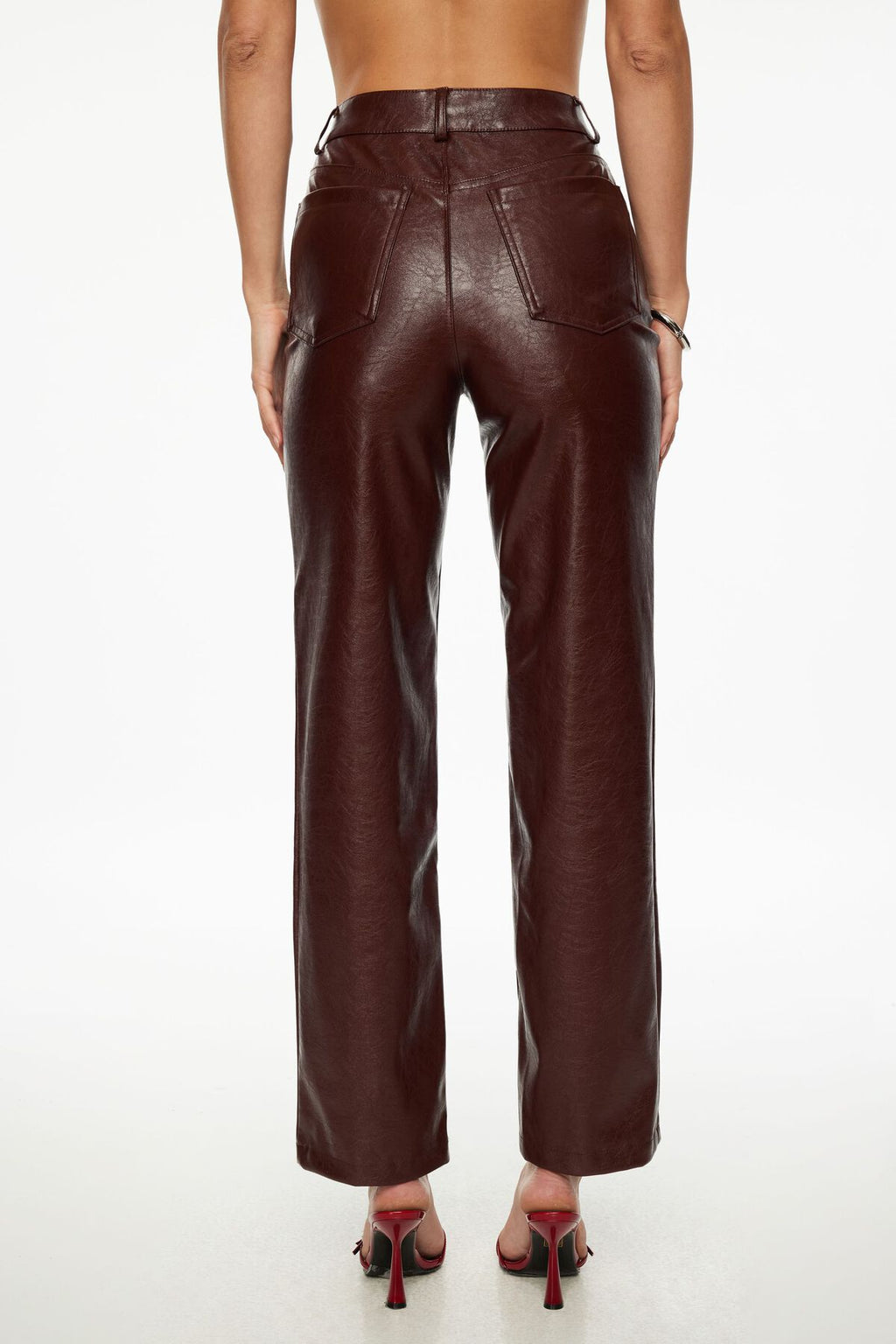 Pantalon droit en similicuir Justina