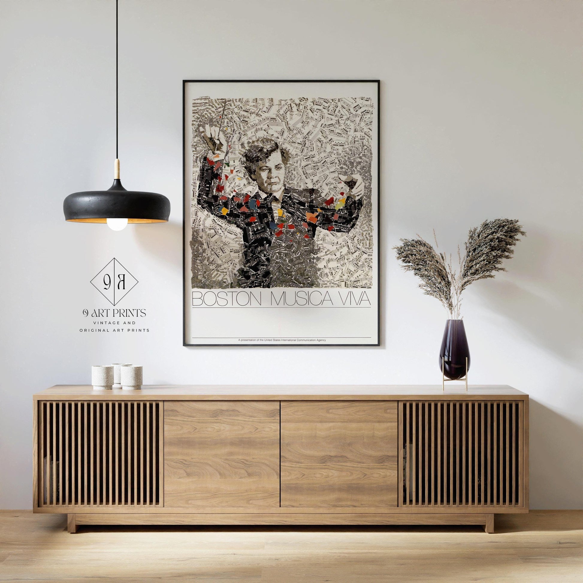 Affiche Boston Musica Viva : Illustration musicale vintage dynamique