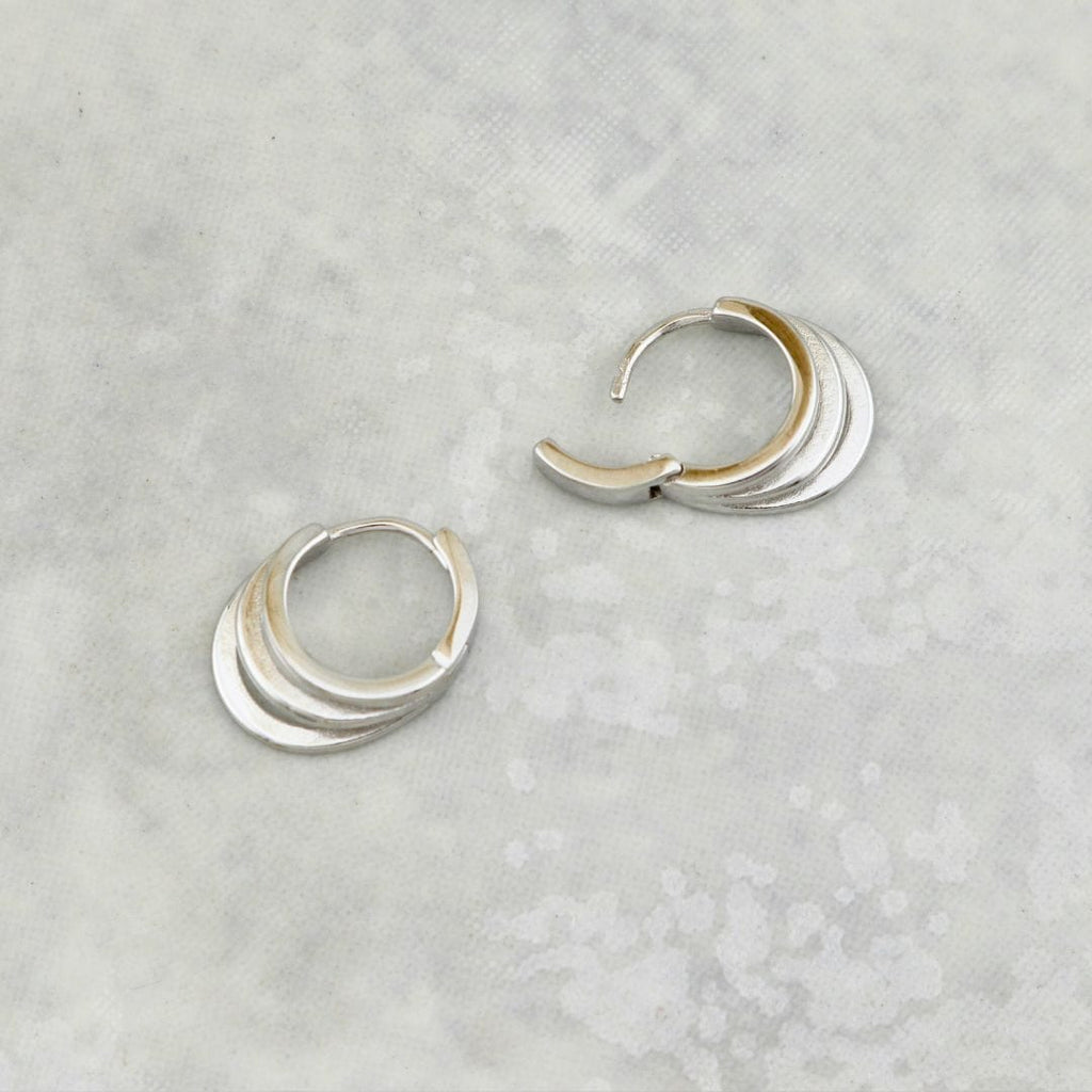 Sterling Silver Triple Row Huggie Earrings