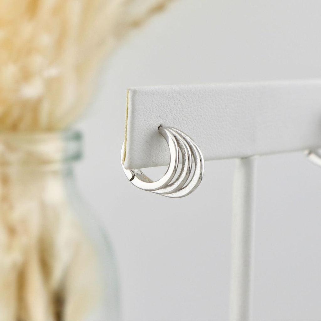Sterling Silver Triple Row Huggie Earrings
