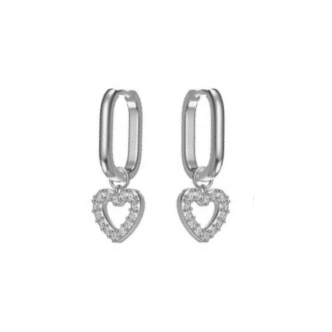 Sterling Silver Heart Huggie Earrings
