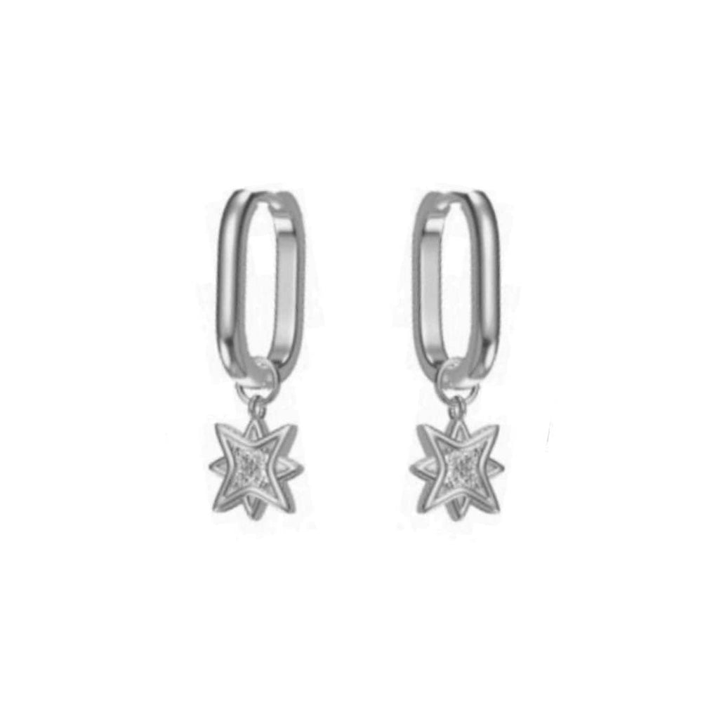 Sterling Silver North Star Huggie Earrings