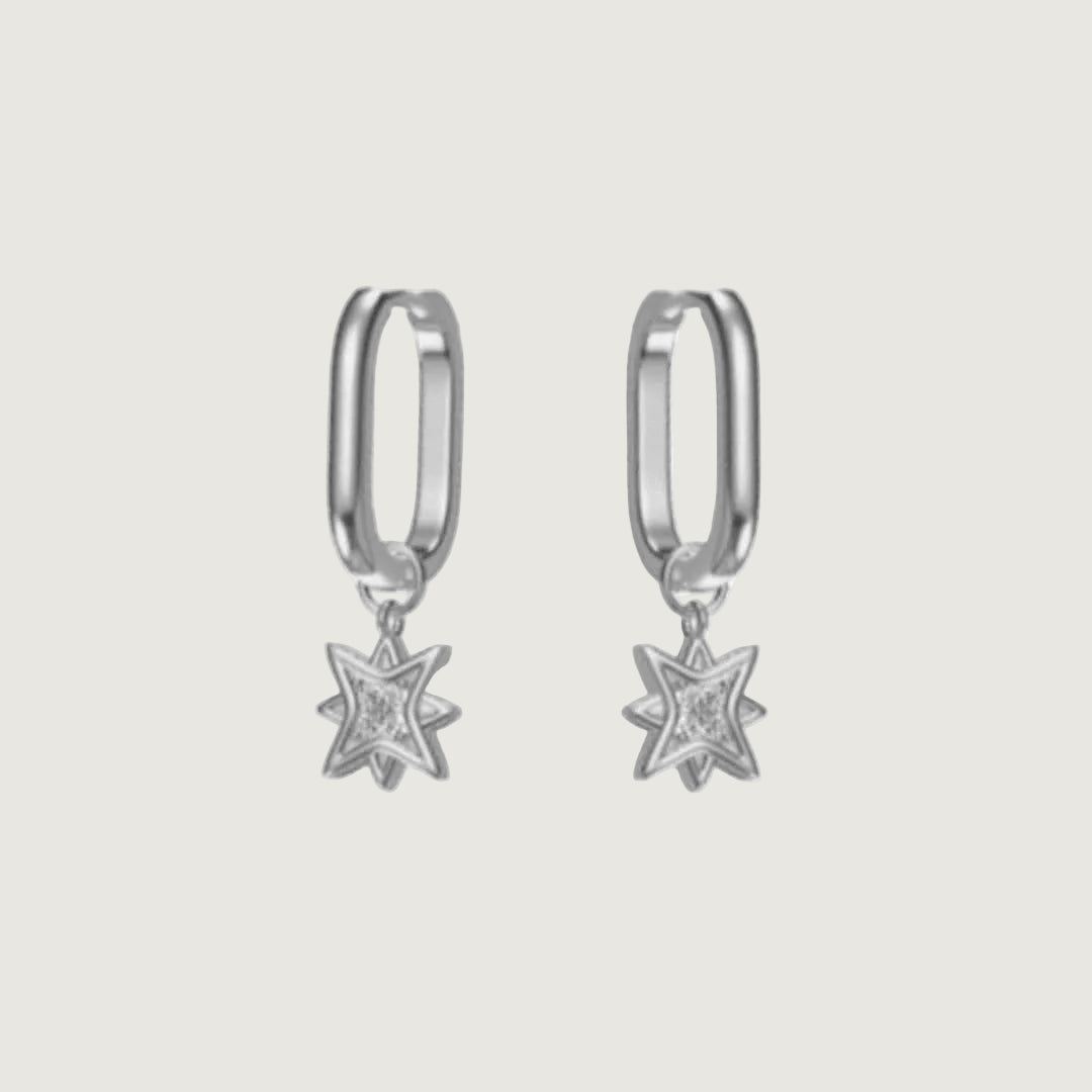 Sterling Silver North Star Huggie Earrings