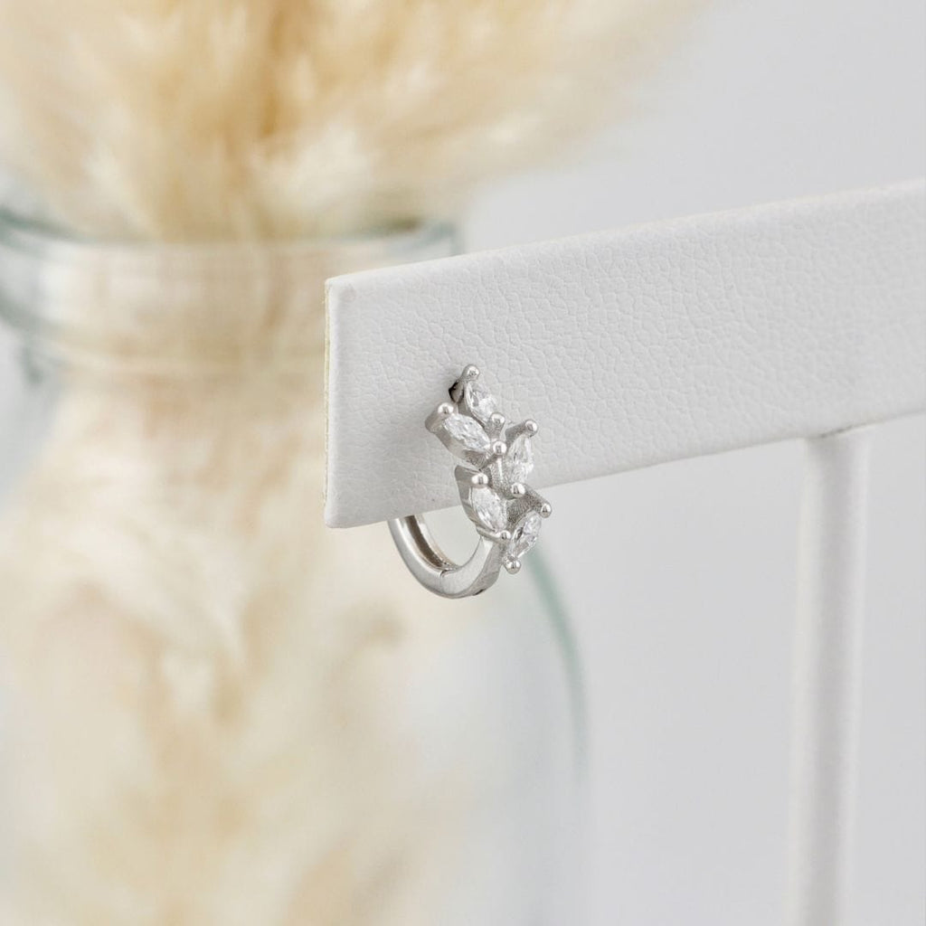 Sterling Silver Marquise Huggie Earrings