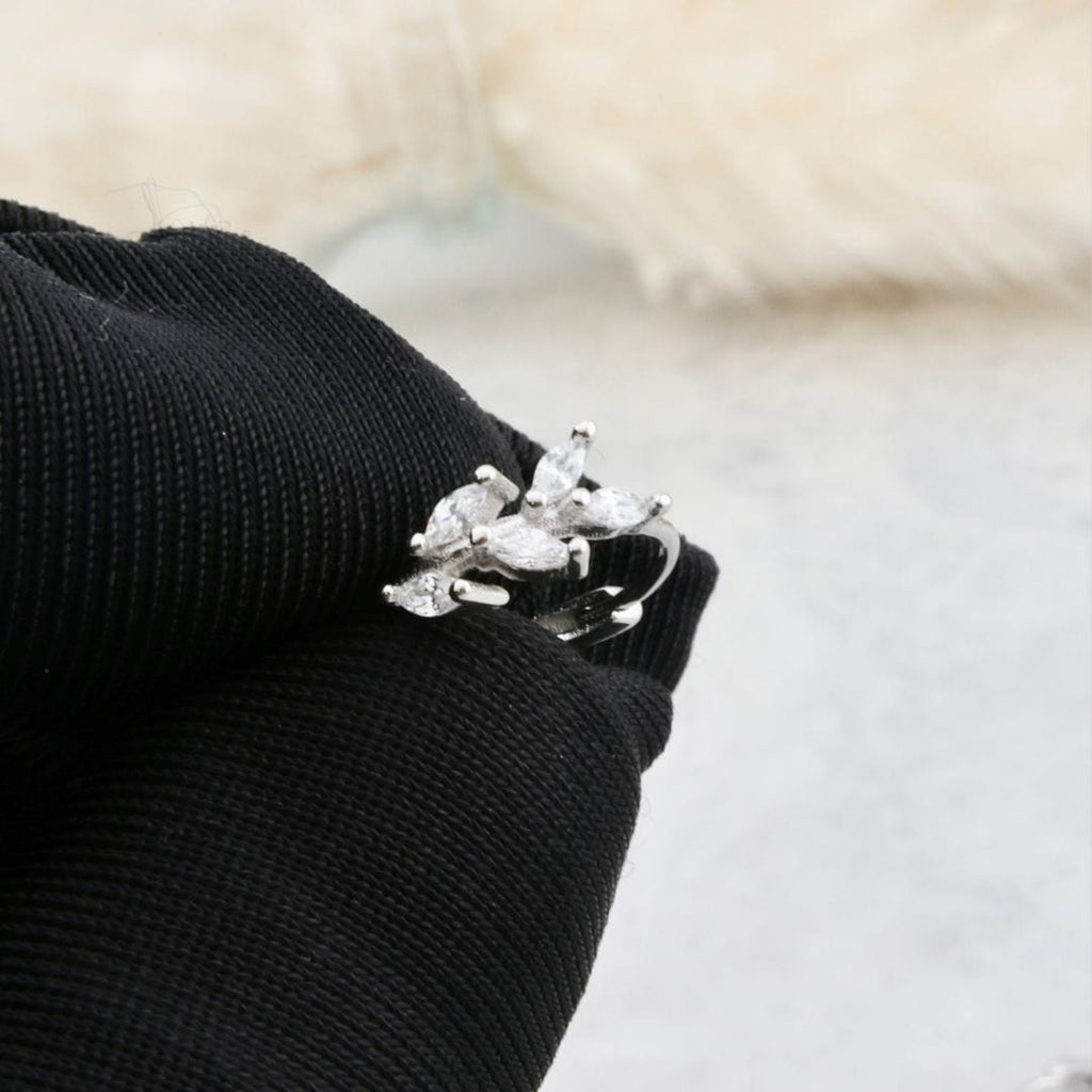 Sterling Silver Marquise Huggie Earrings